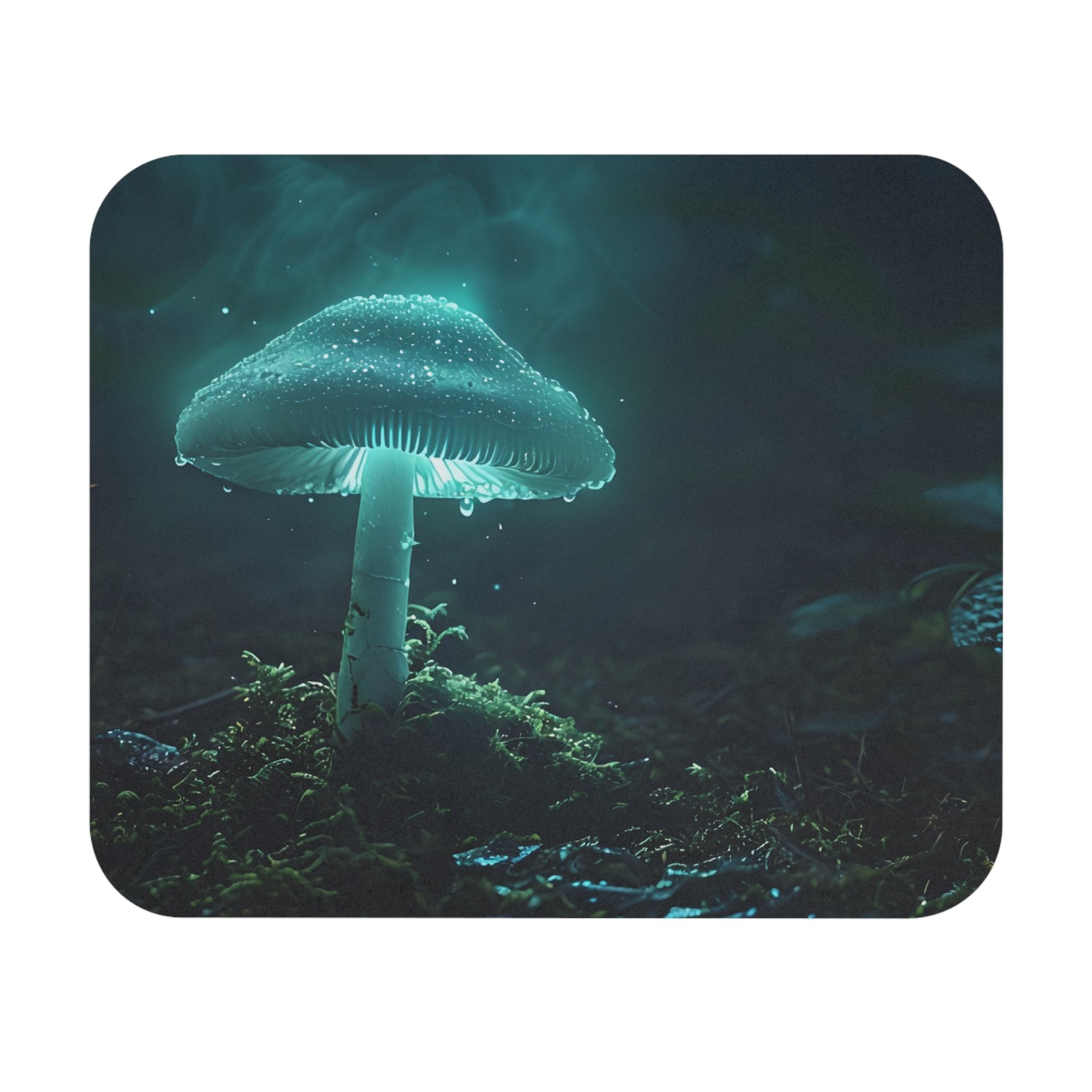 Glowing Mushroom Mouse Pad | Rectangle, Bioluminescent Fungi Desk Mat