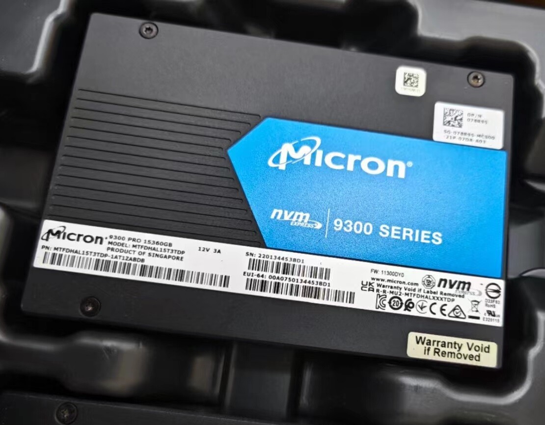 Micron 9300 PRO 15.36TB 2.5" U.2 NVME PCIe MTFDHAL15T3TDP-1AT1ZABDB SSD