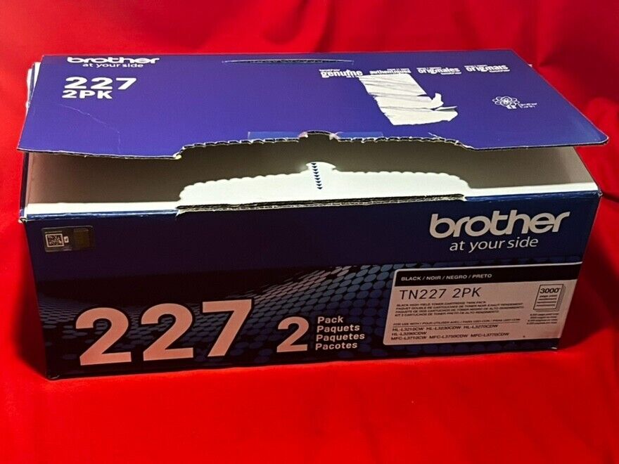 New Genuine Brother TN227BK (2-PK) High Yield Toner Cartridge - 1 Sealed 1-Open