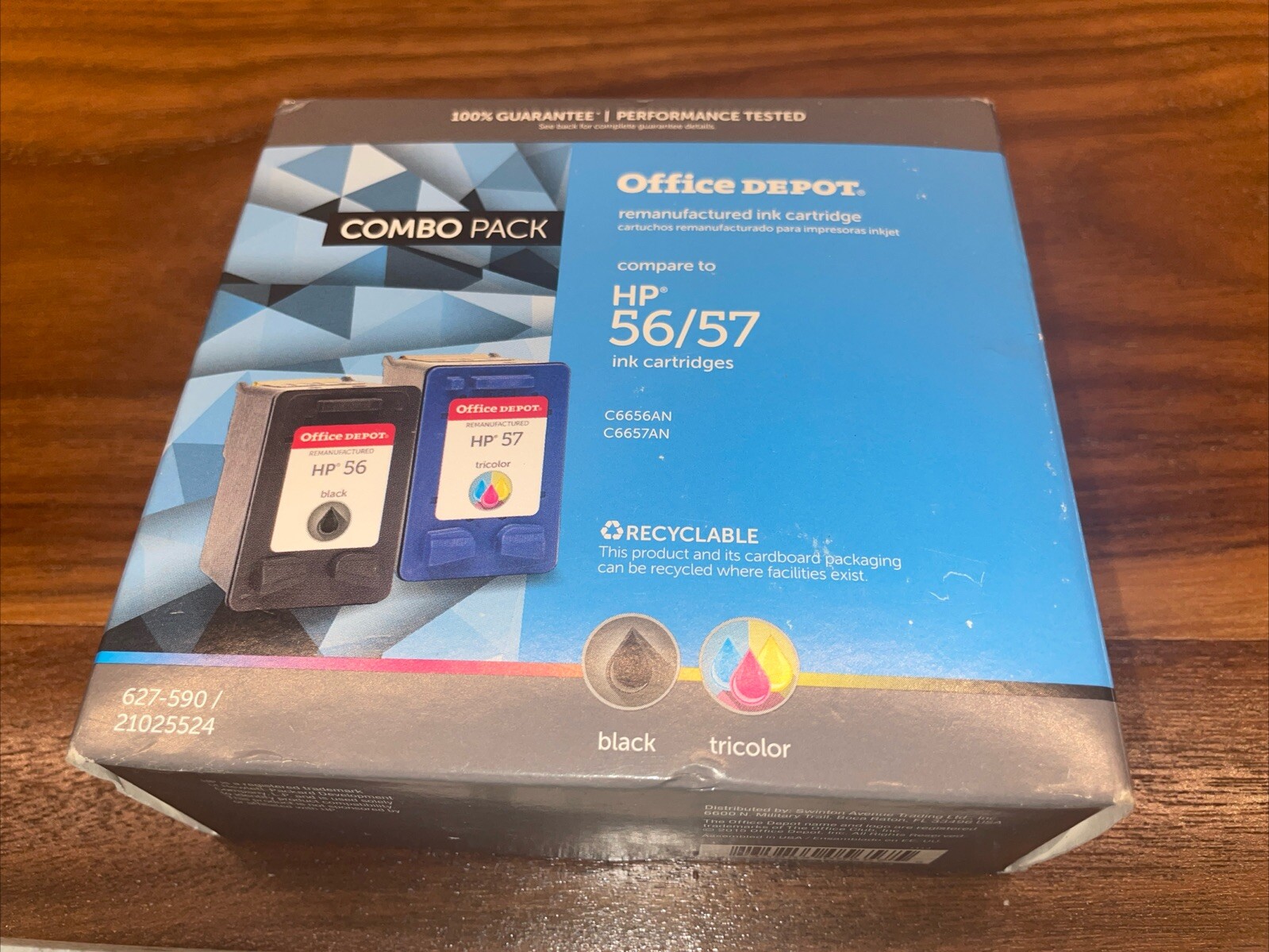 Office Depot Brand HP 56/57 Ink Cartridges Combo Set C6656AN & C6657AN New 2015