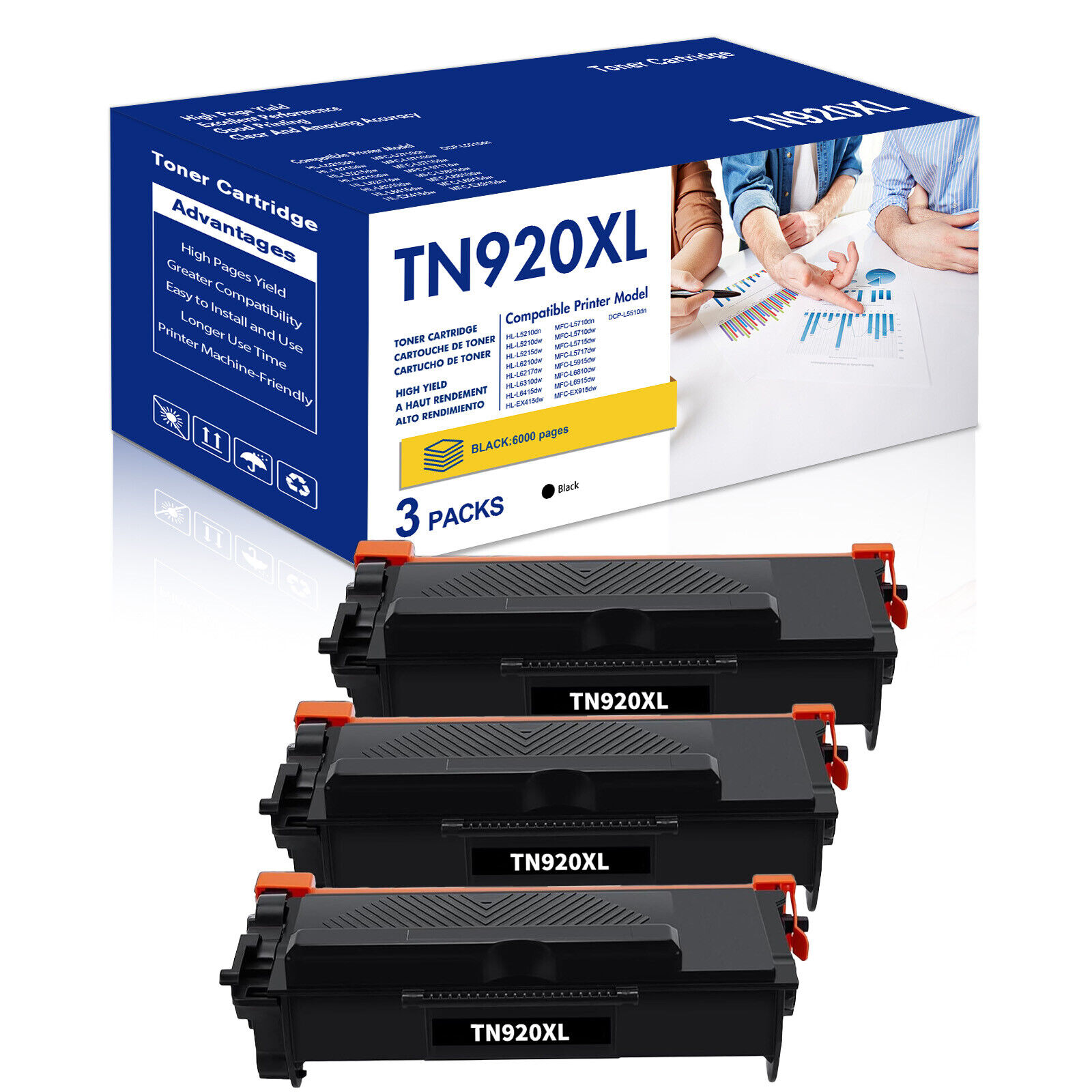 Black TN920XL Toner Cartridge fits for Brother TN920 DCP-L5510DN MFC-EX915DW LOT