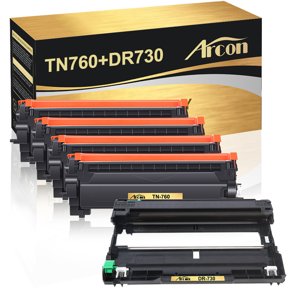 4x TN760 Toner & 1x DR730 Compatible With Brother MFC-L2710DW HL-L2370DW L2350DW
