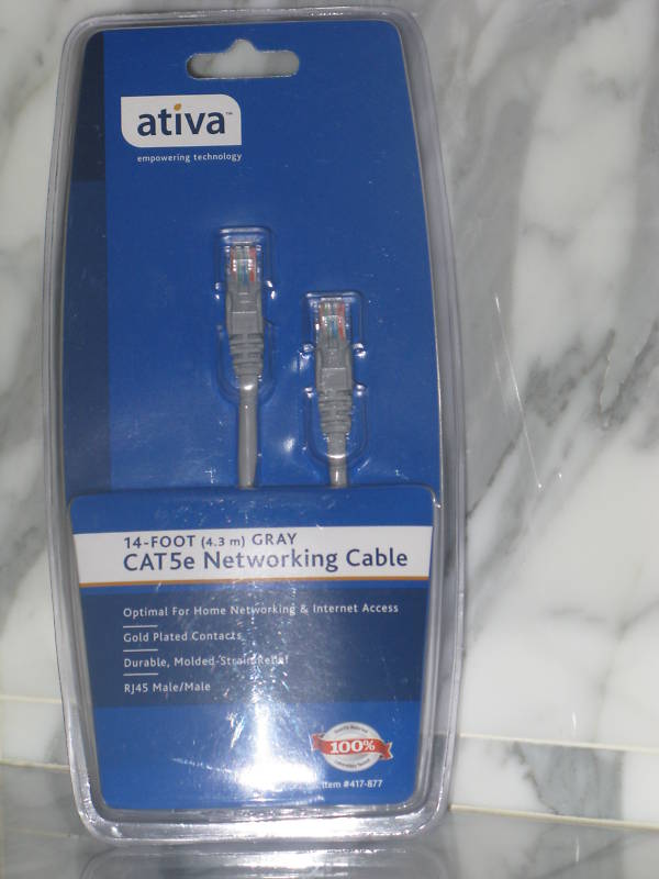 Ativa 14-foot Gray CAT5e Networking Cable NEW
