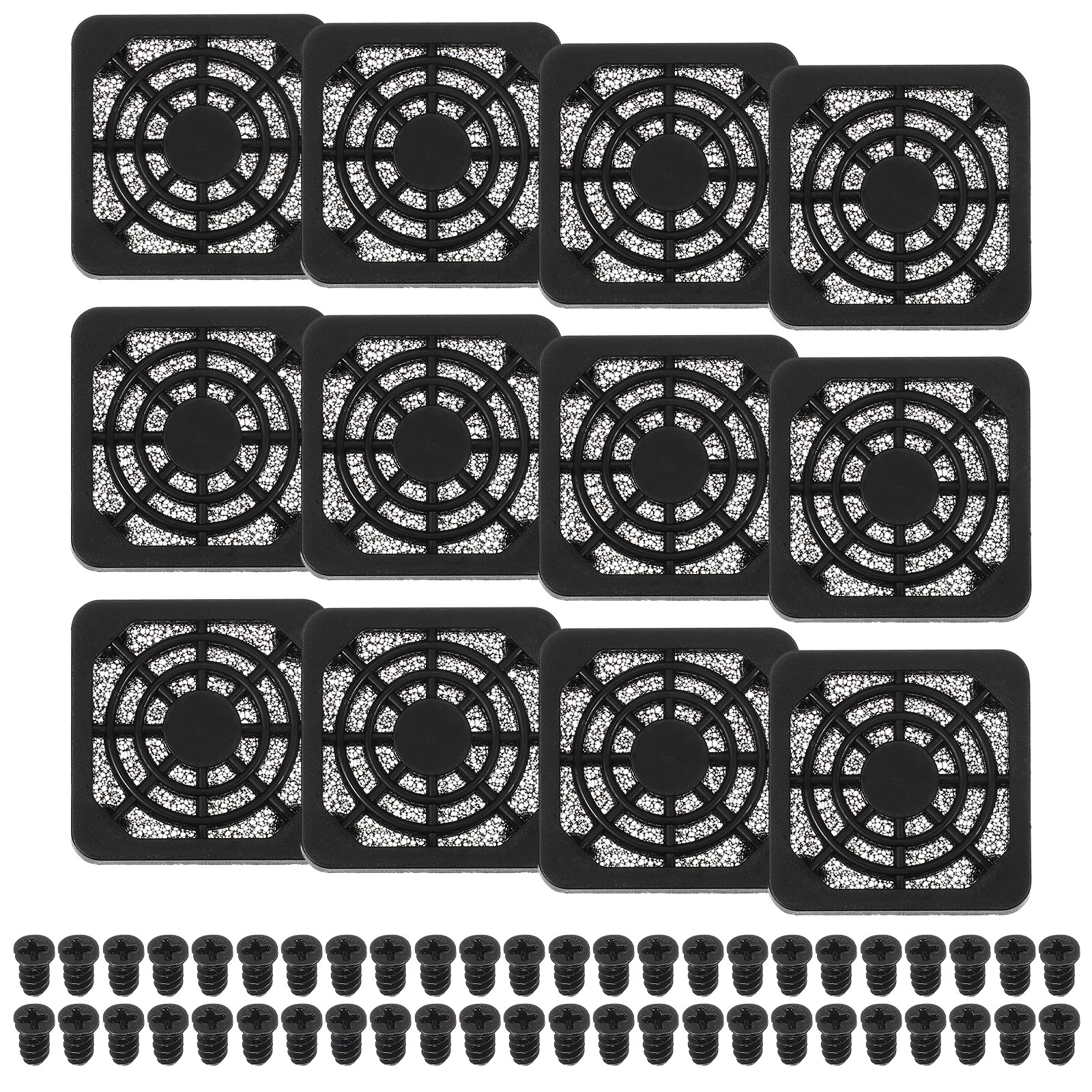 12 Pcs 40mm Fan Filter Grill Plastic Ventilation Grill Cover with Screws, Black