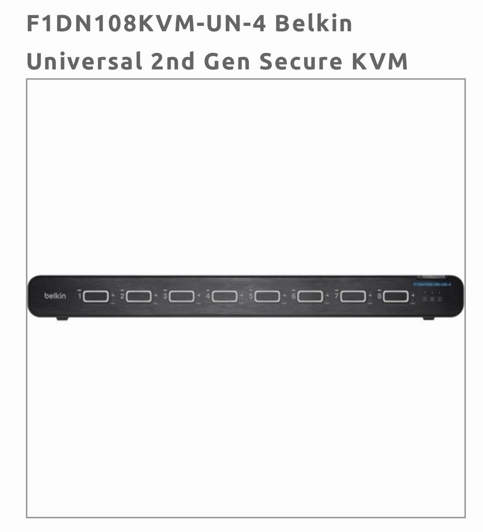 Belkin 8-Ports Single Head DP HDMI Secure KVM Switch F1DN108KVM-UN-4 New Sealed