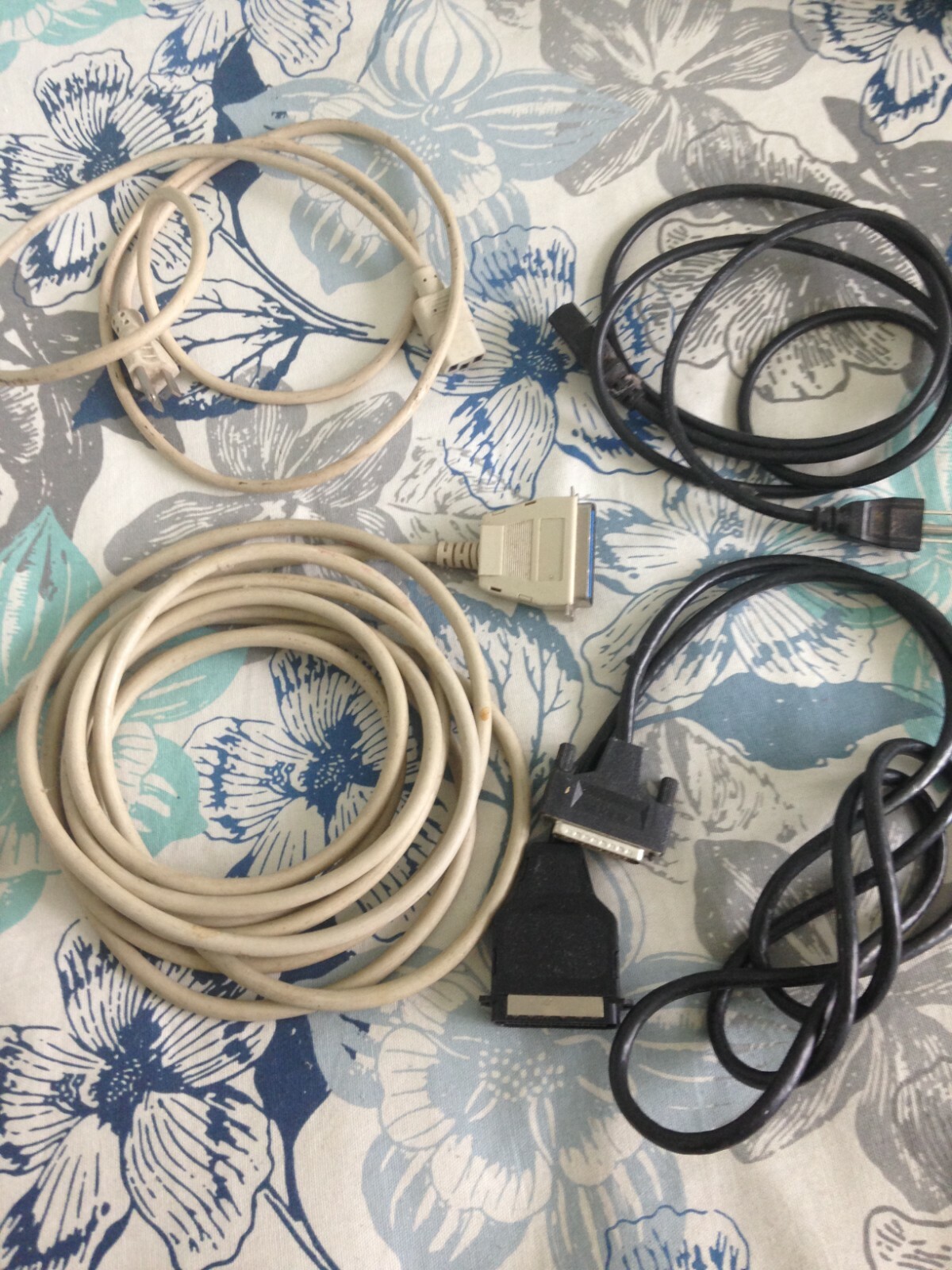 Lot of 4- Vintage Parallel Centronics 25 Pin Computer Printer Cable/ power cords