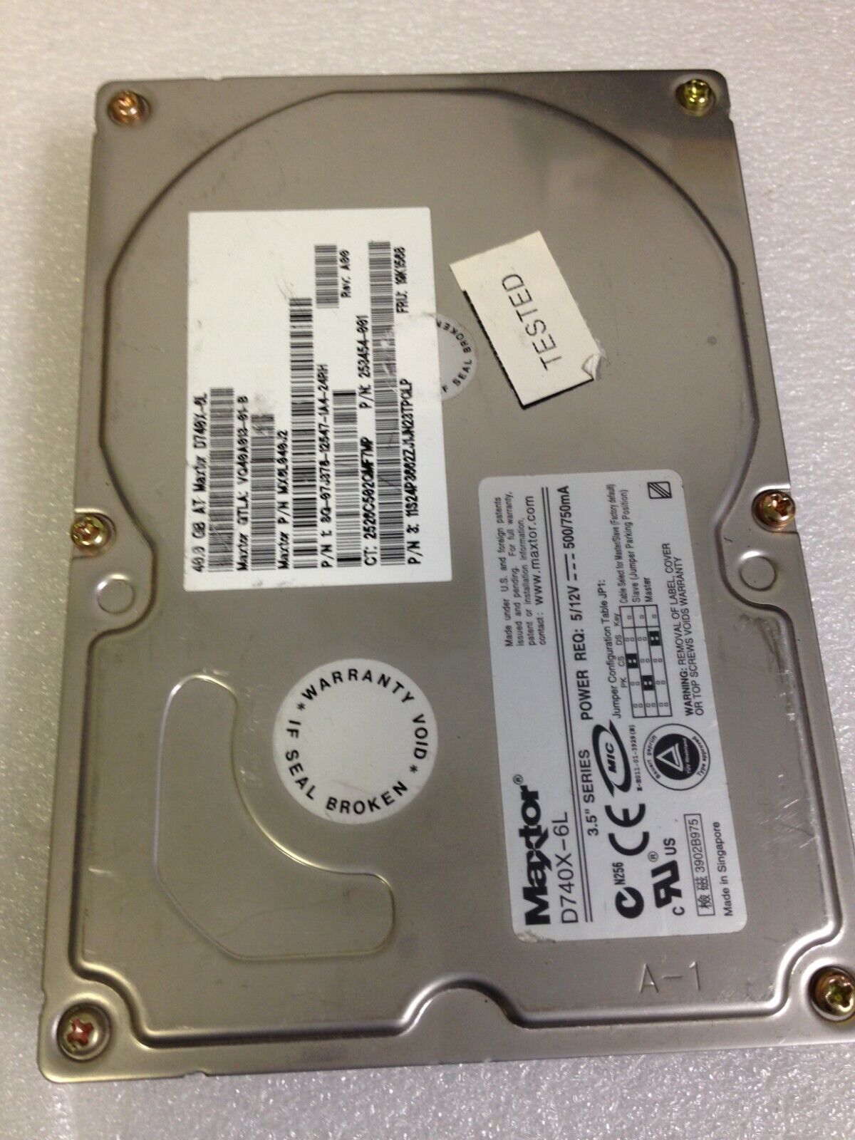 Maxtor IBM 19K1568 D740X-6L MX6L040J2 40GB 7200 RPM IDE Hard Drive TESTED