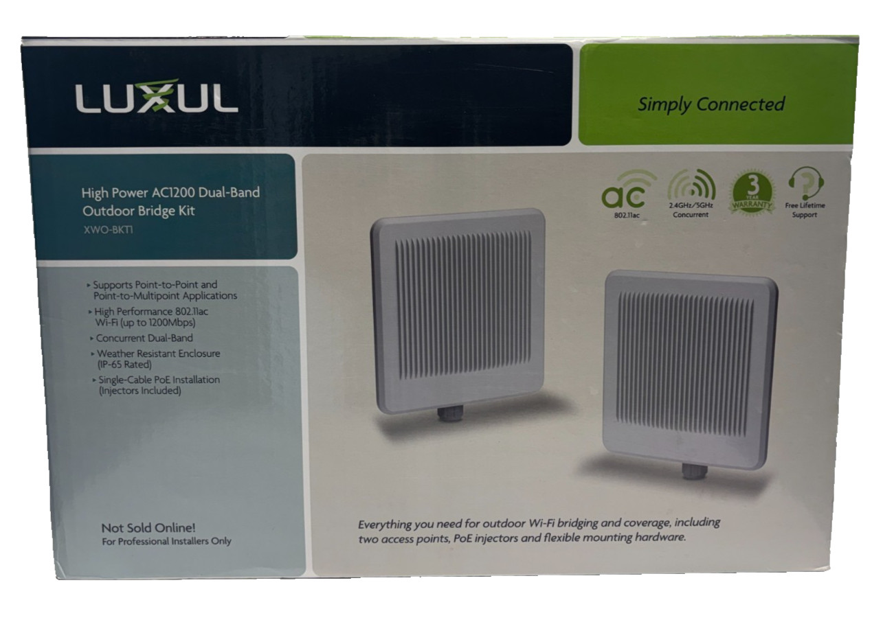 Luxul XWO-BAP1, High Power AC1200 Dual-Band Outdoor Bridge Kit - New