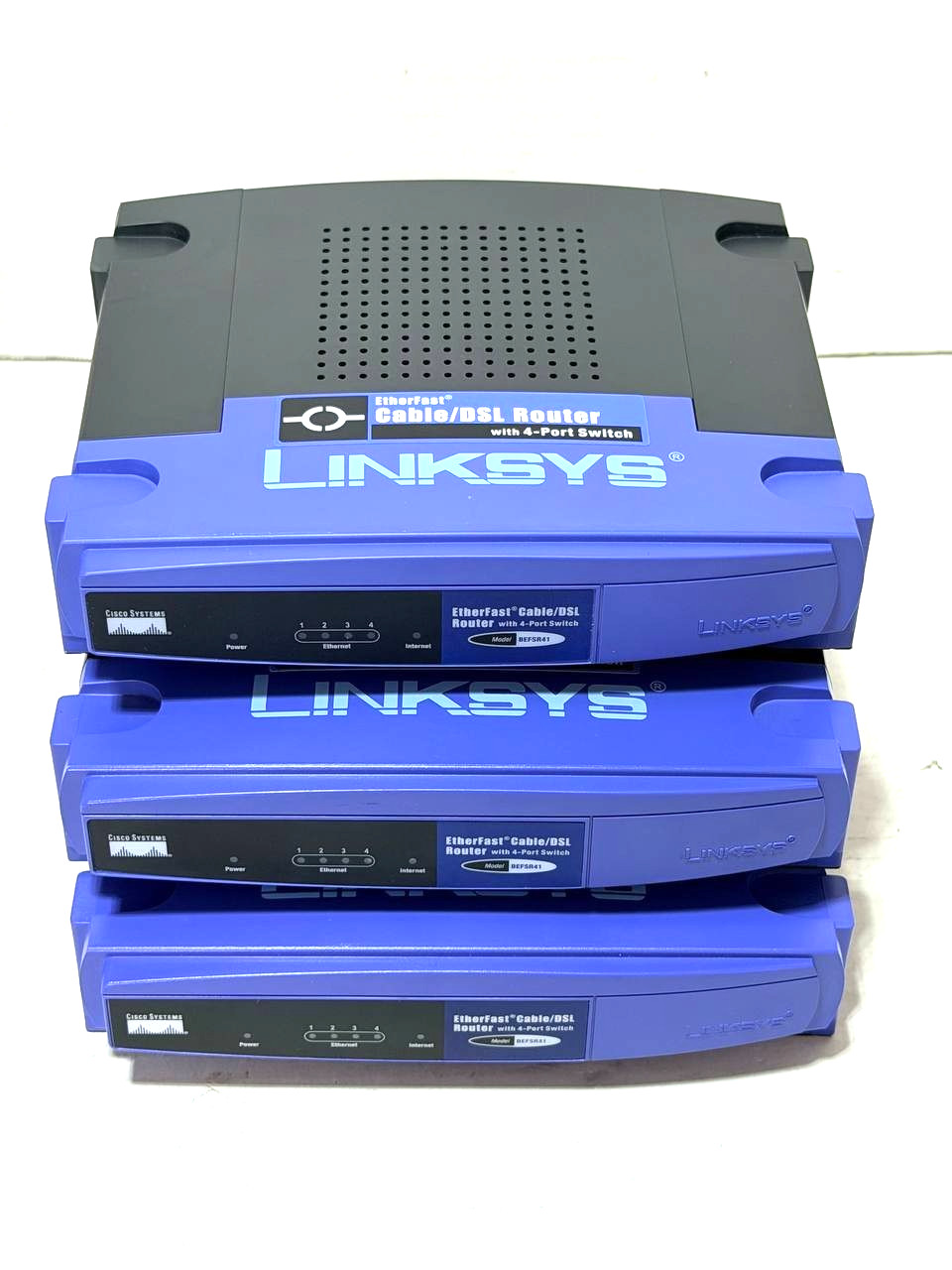 Lot of 3 Linksys EtherFast Cable/DSL Router 4-Port Switch No Power Supplies