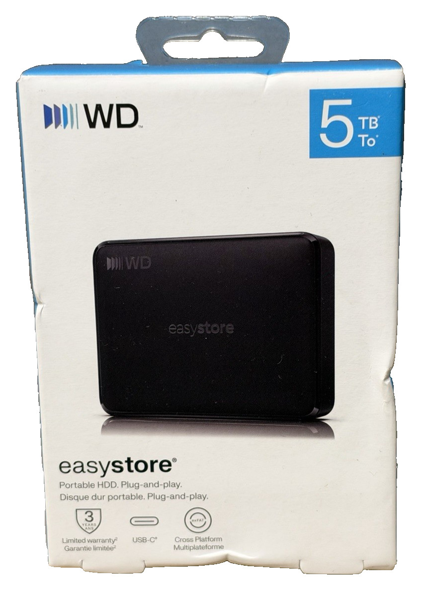 🛡️ WD EasyStore 5TB Portable Hard Drive ⭐ WESTERN DIGITAL QUALITY🔥 USB-C ✅NEW