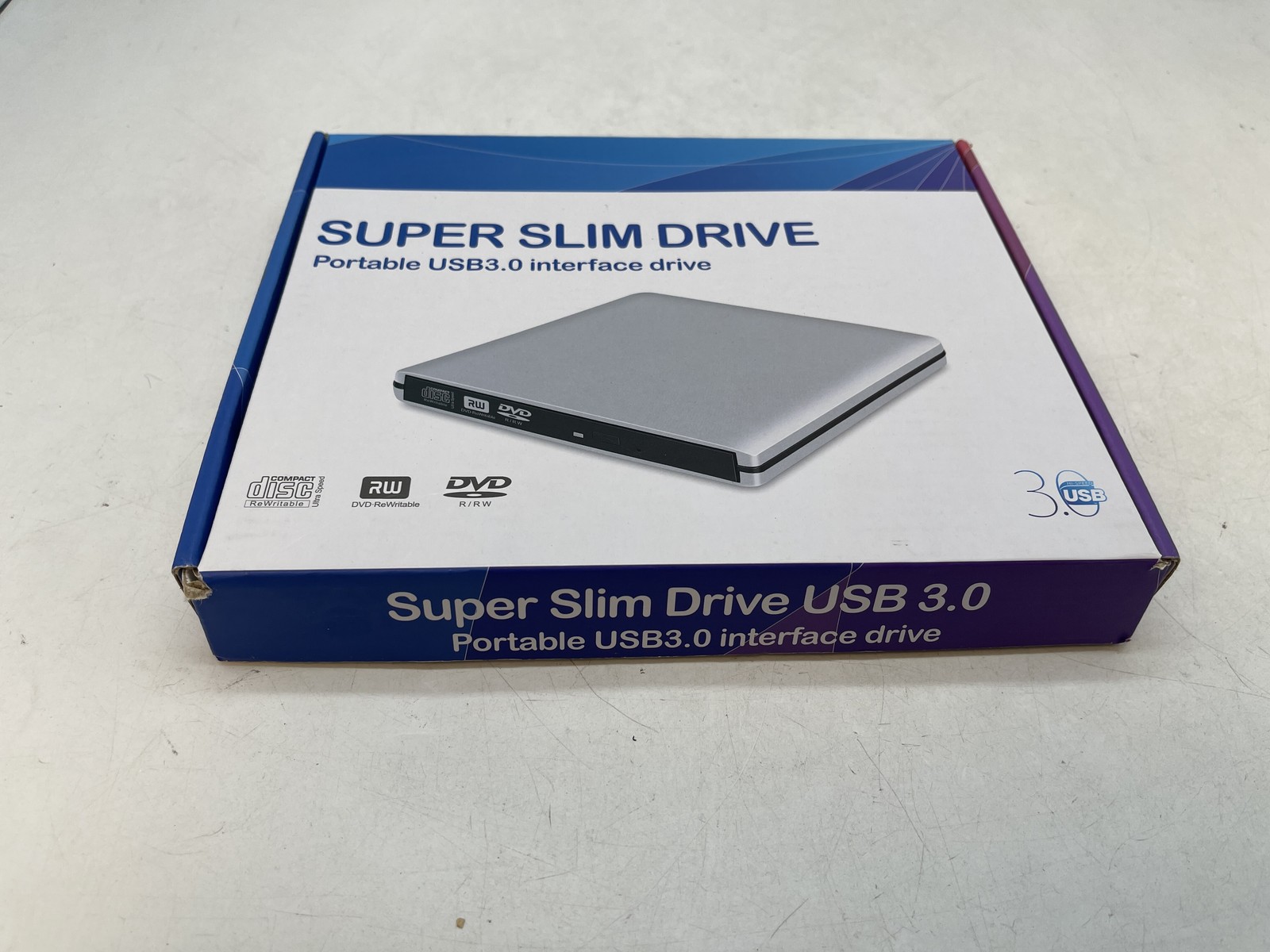 NEW -Super Slim Drive Portable USB3.0 Interface SIlver Drive DVD-RW - Free S/H
