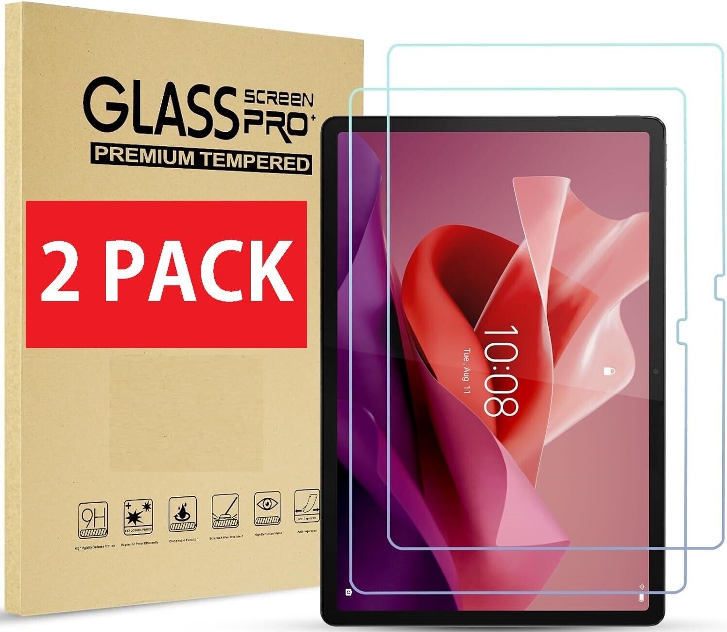 2-PACK 9H-Hardness Tempered Glass Screen Protector For Lenovo Tab P12 12.7\
