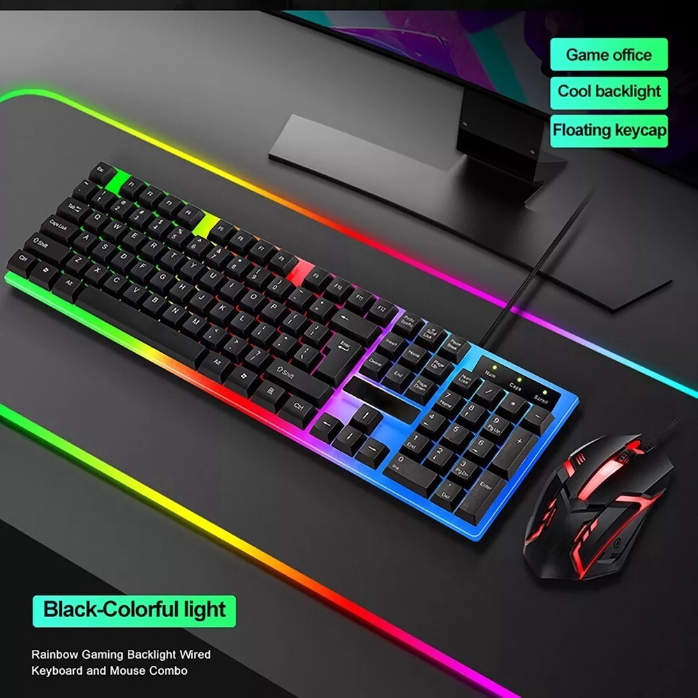 Computer Desktop Gaming Keyboard and Mouse Mechanical Feel Led Light Backlit