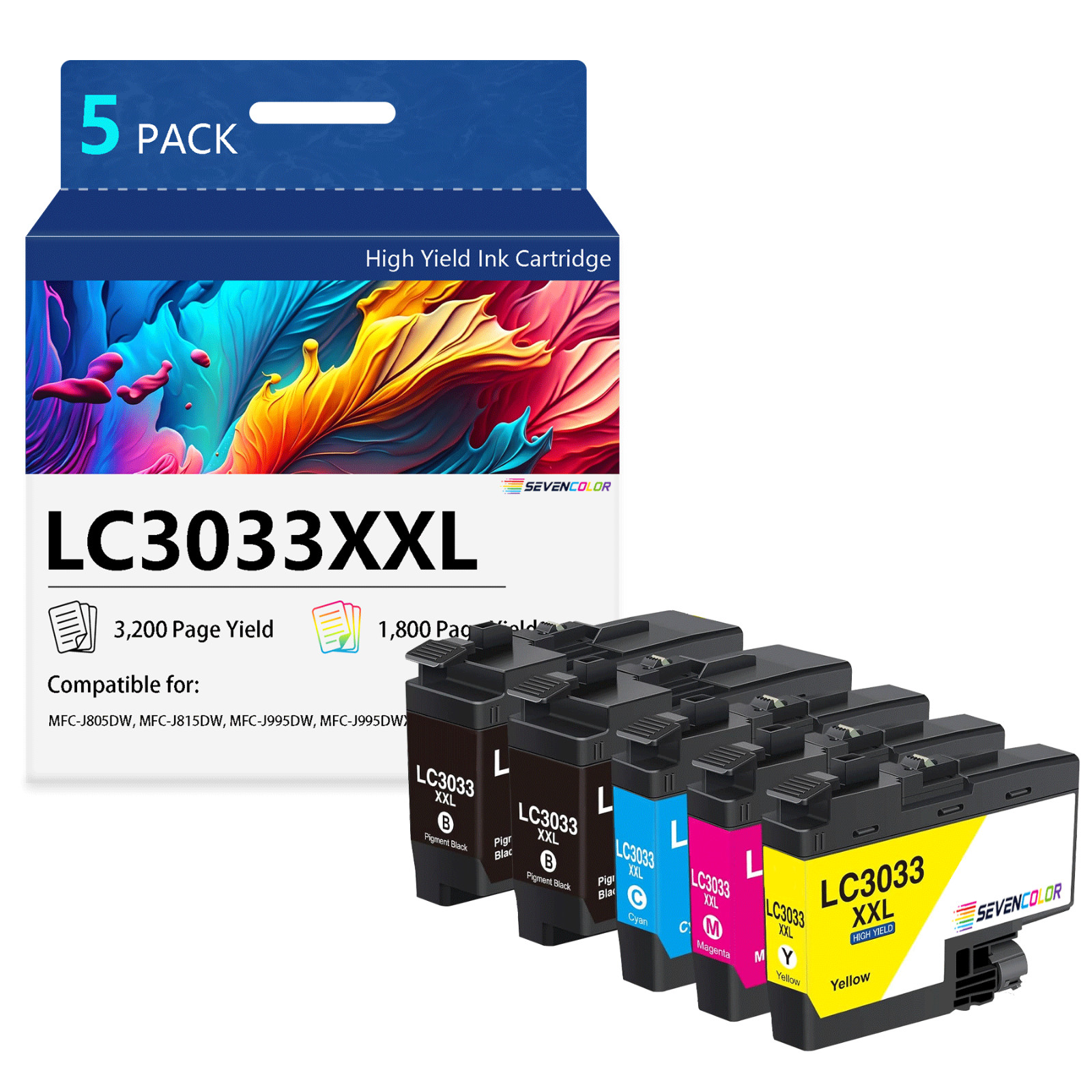 LC3033XXL 5-Pack(2BK/C/M/Y), Super High-Yield Ink Cartridges