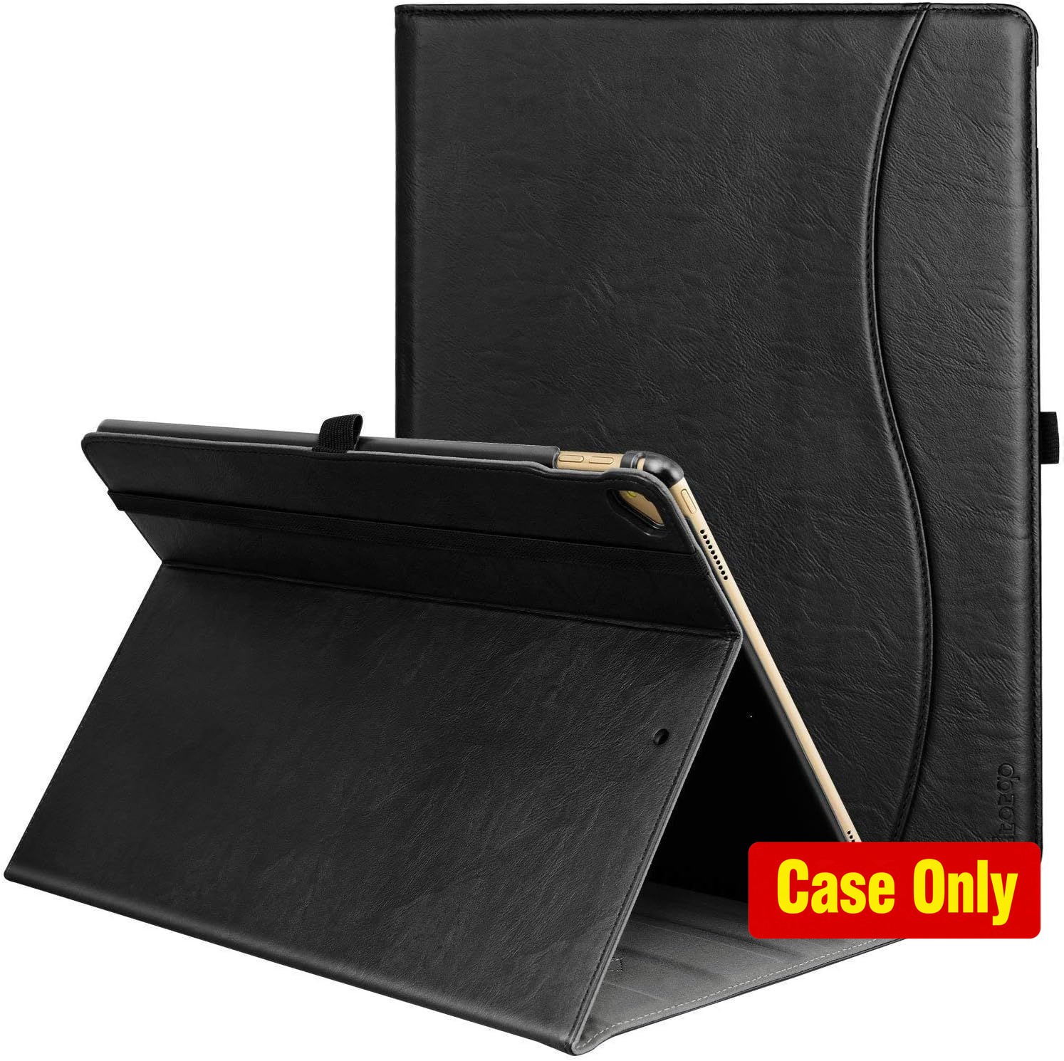 Ztotop Premium Leather Folio Cover for iPad Pro 12.9" 2017/2015, Black Stand Cas