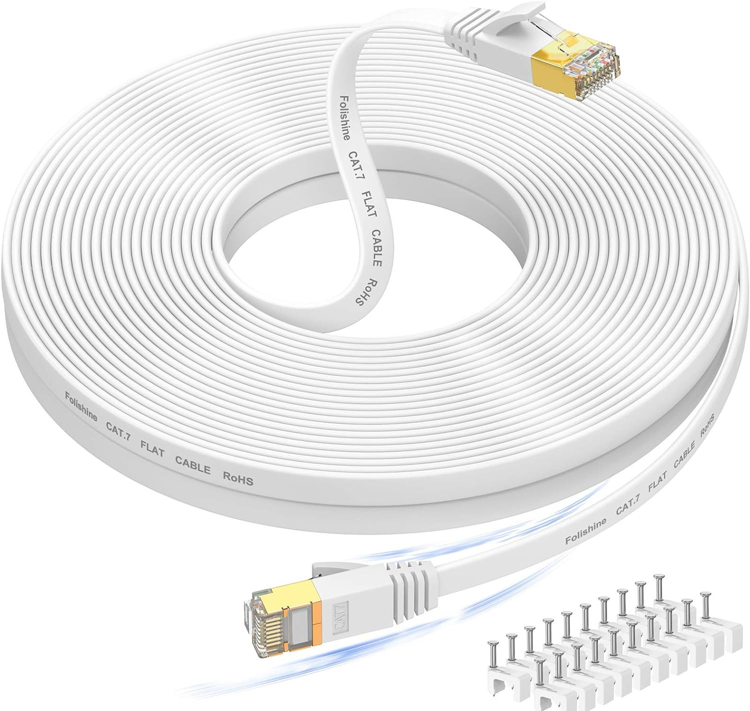 Cable de internet 100 pies viene con 20 abrazaderas para cables Cat 7 Ethernet