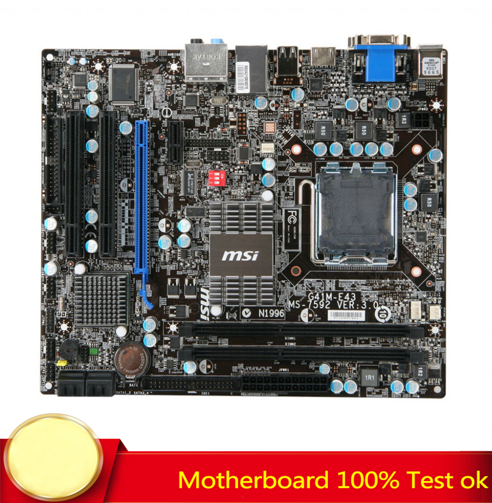 100% Tested FOR MSI G41M-E43 Motherboard Supports LGA775 VGA+DVI+ 8G Test OK