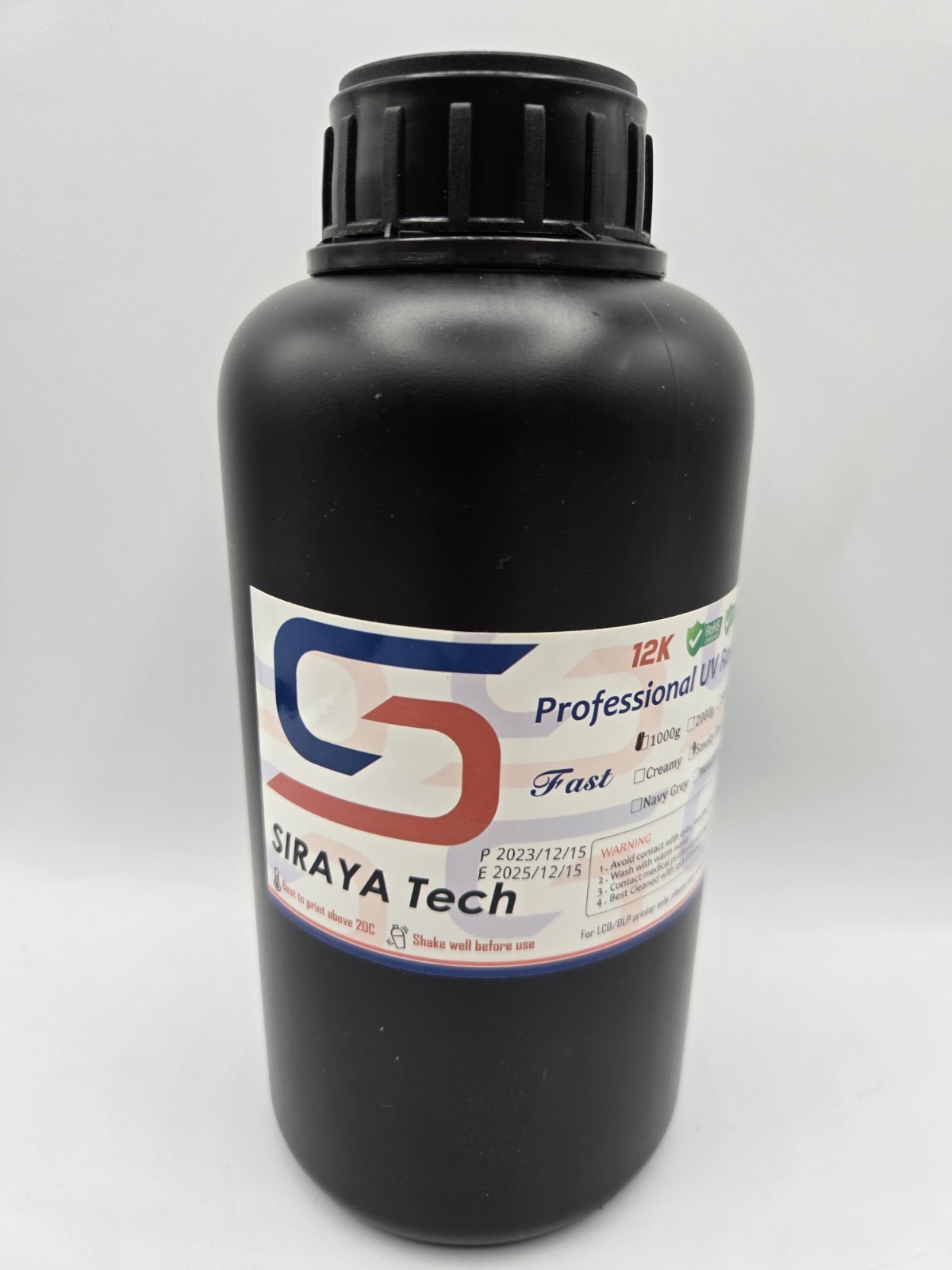 Siraya Tech Fast 3D Printer 1kg Professional UV-Curing Resin Smokey Black Sealed