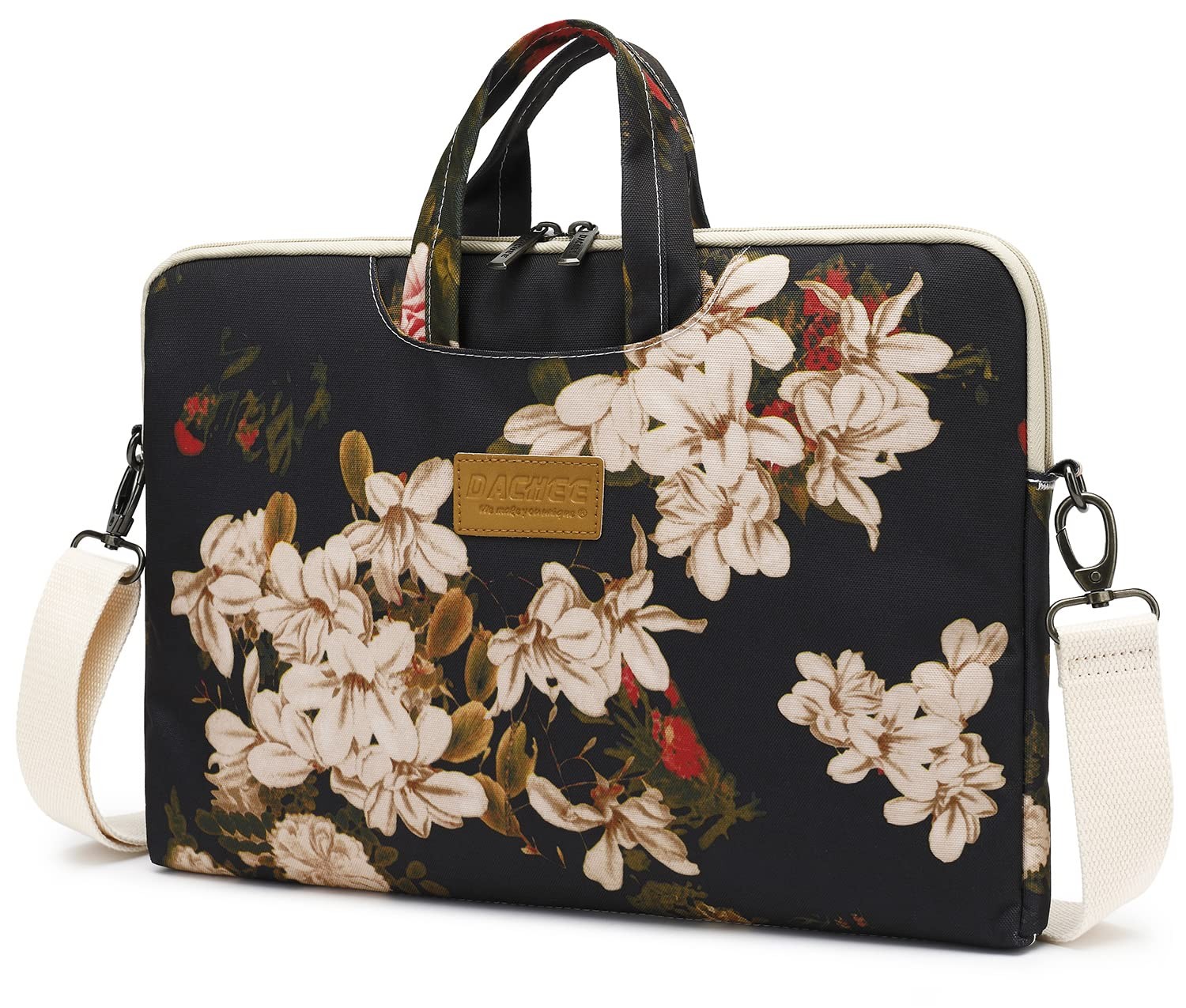 DACHEE Black Peony Patten Waterproof Shoulder 15 inch/15.6 inch,