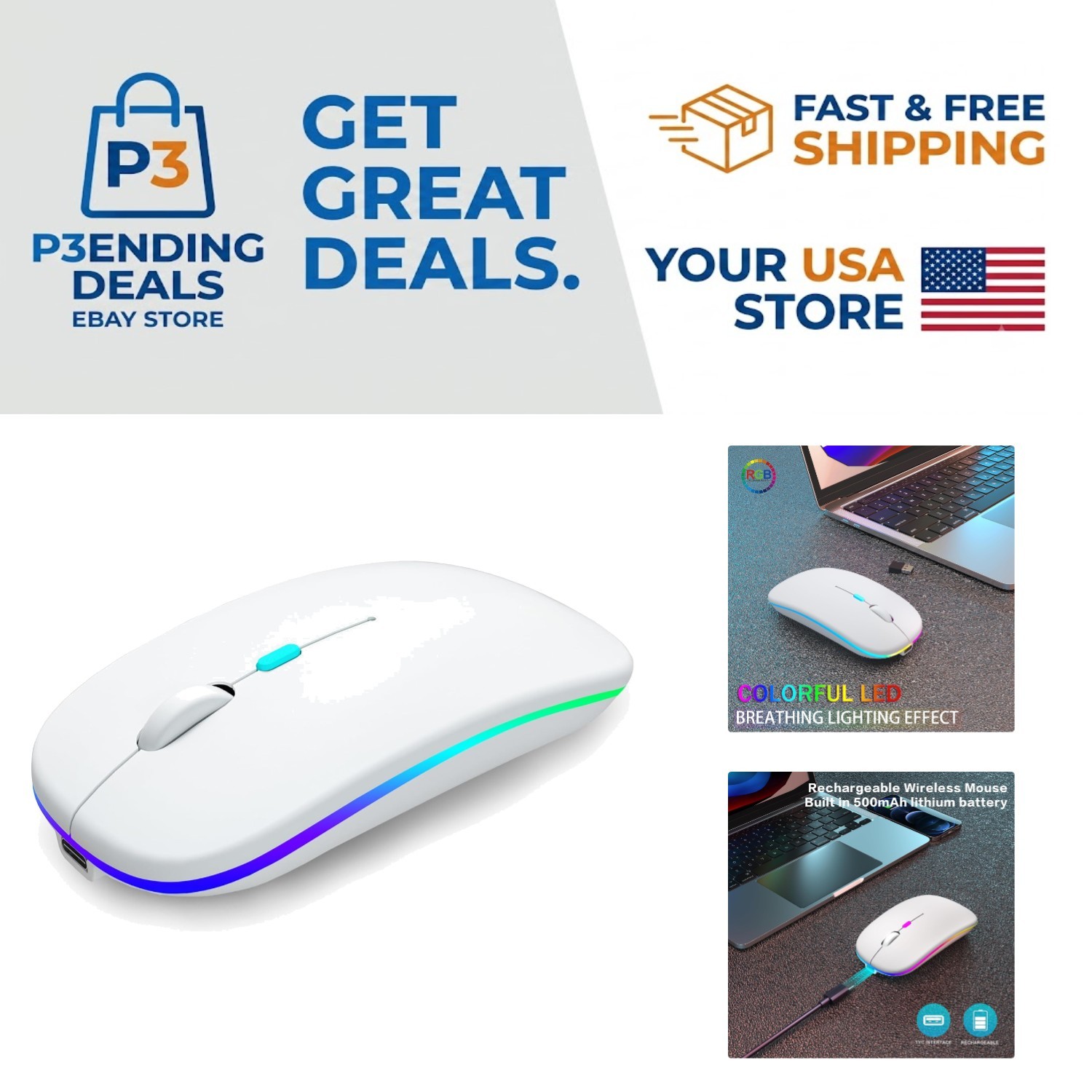 Wireless Mouse with Dual Connectivity - Stylish, Rechargeable & Colorful