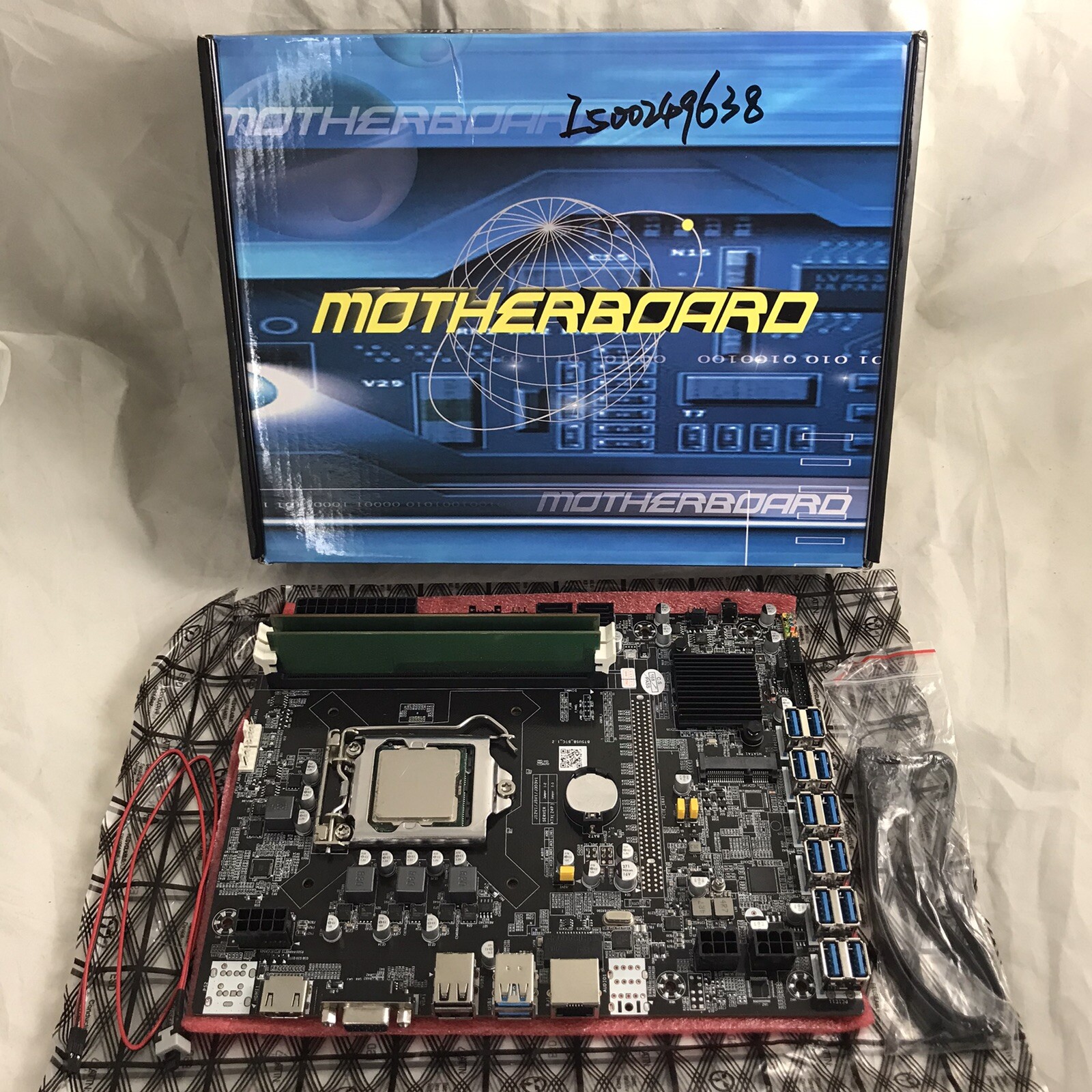 BTC B75 rev 2 mining expert motherboard 12 USB GPU intel G630 8GB DDR3  m.2 16GB