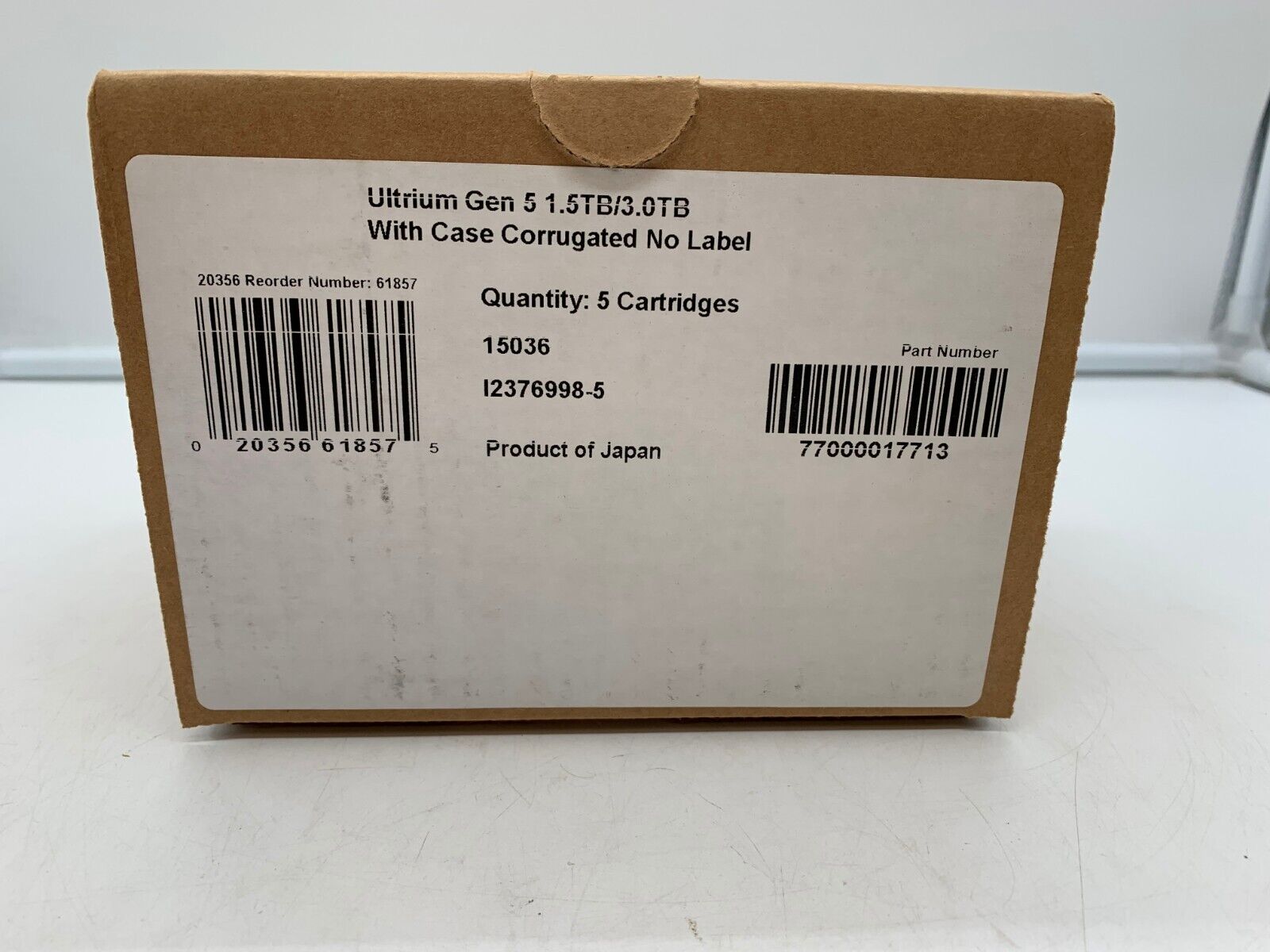 TDK I2376998-5 Pack of 5 Ultrium Gen 5 Cartridge 1.5TB/3TB With Case New