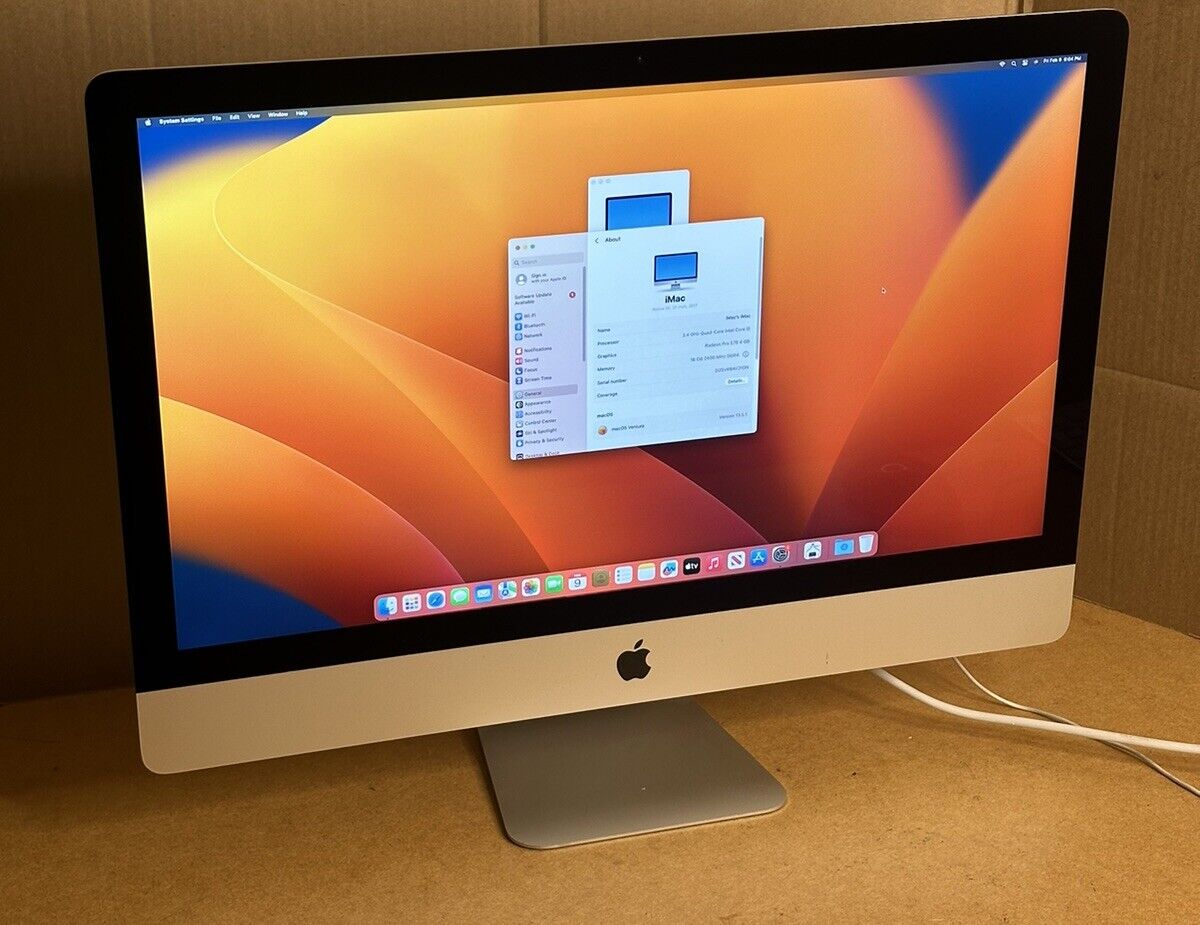 Apple iMac 27” - A1419- Core i5 - 3.4Ghz – 16GB DDR4 – 1TB HD - macOS Ventura