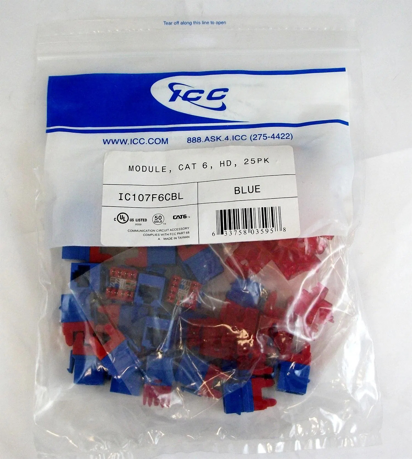 ICC Module Cat 6 Hd 25pk Blue TDICC-IC107F6CBL Garden Improvement Definition
