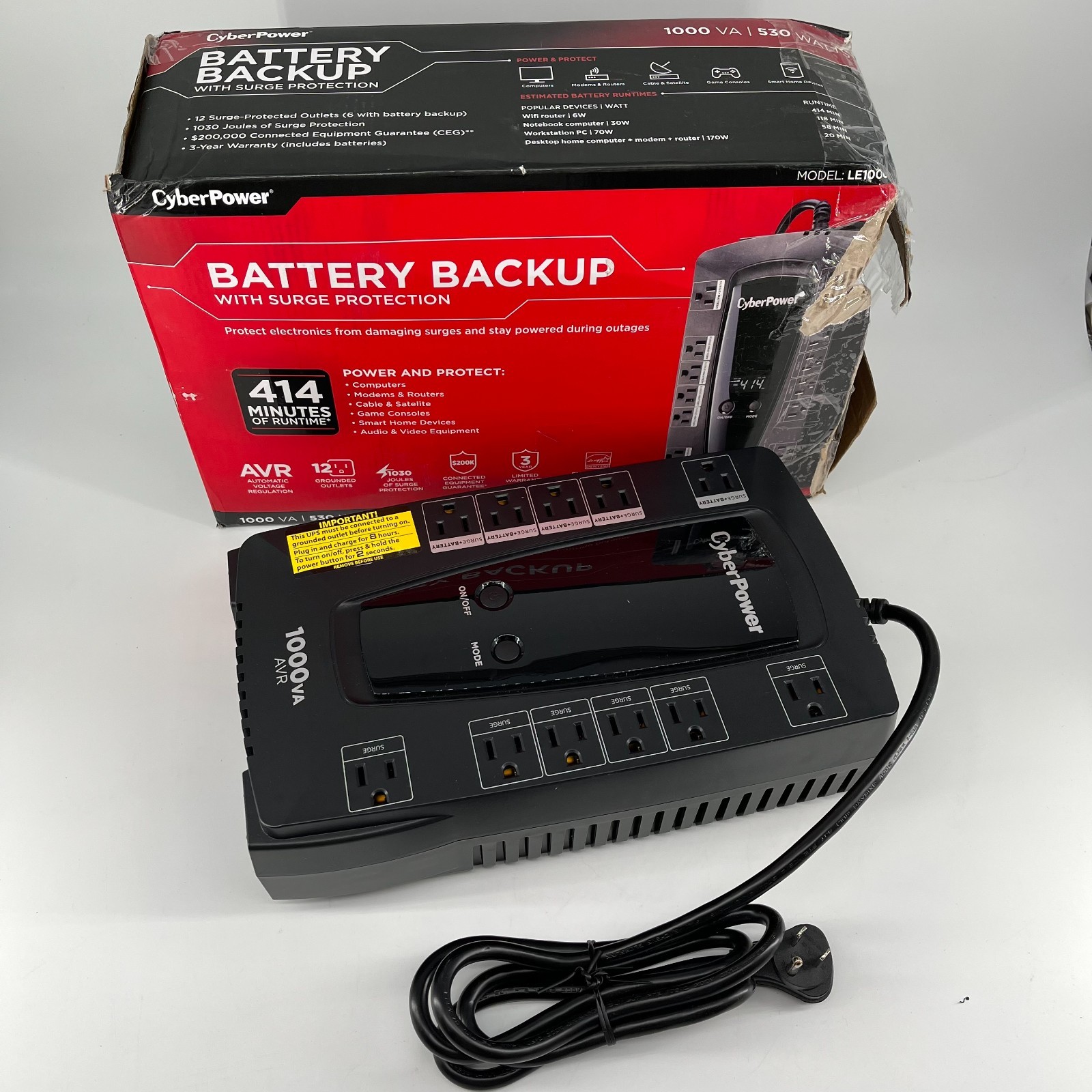 CyberPower LE1000DG 1000VA UPS Battery Backup Surge Protector