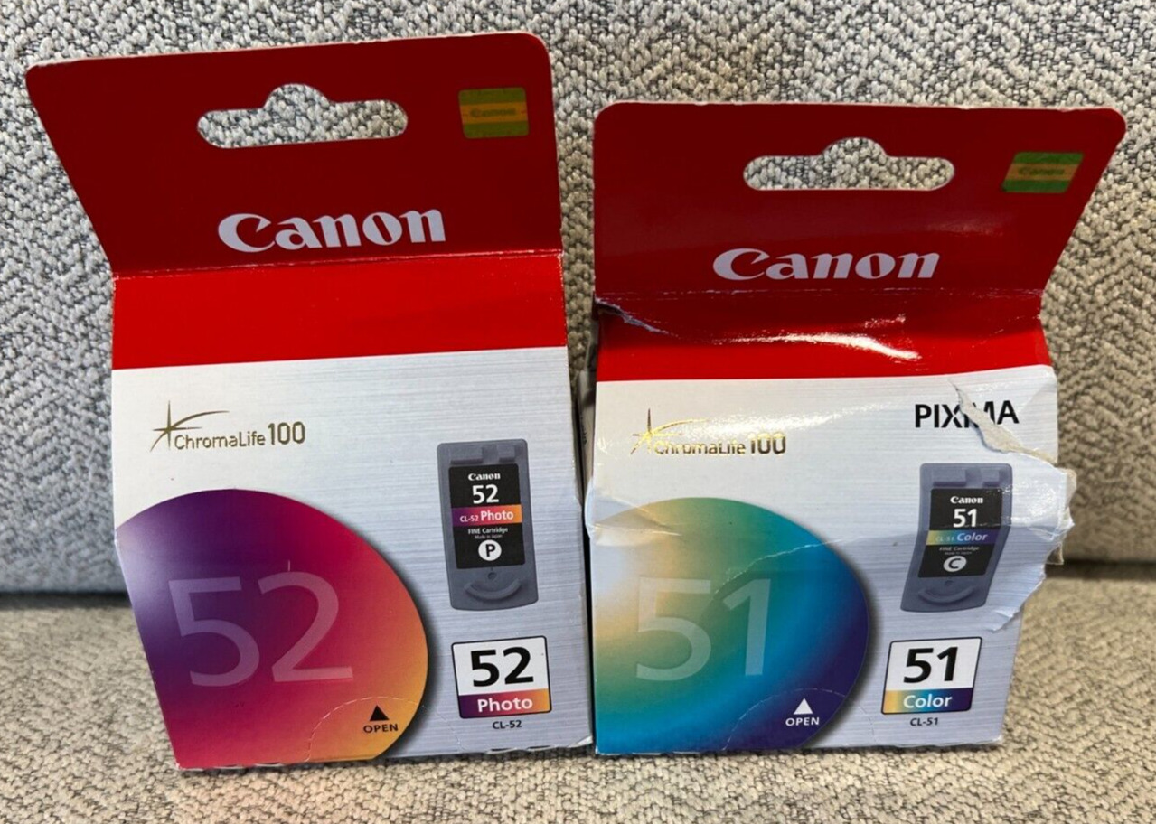Canon 52 Color and 51 Color Pixma Tri Color Ink Cartridges ChromaLife X2