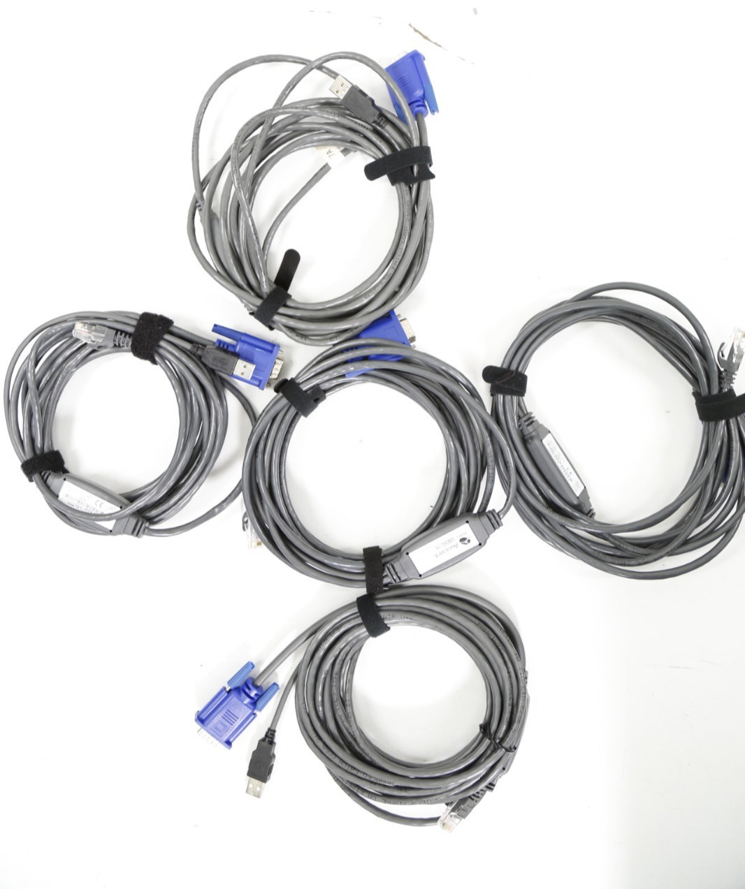 LOT of 5 Avocent USBIAC-15 15' USB KVM Switch Module Cables 3008 3016 3100 3200