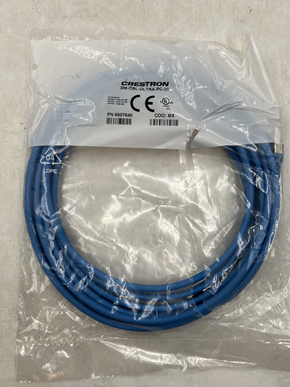Crestron DM-CBL-ULTRA-PC-20 DigitalMedia Ultra Patch Cable 20FT 