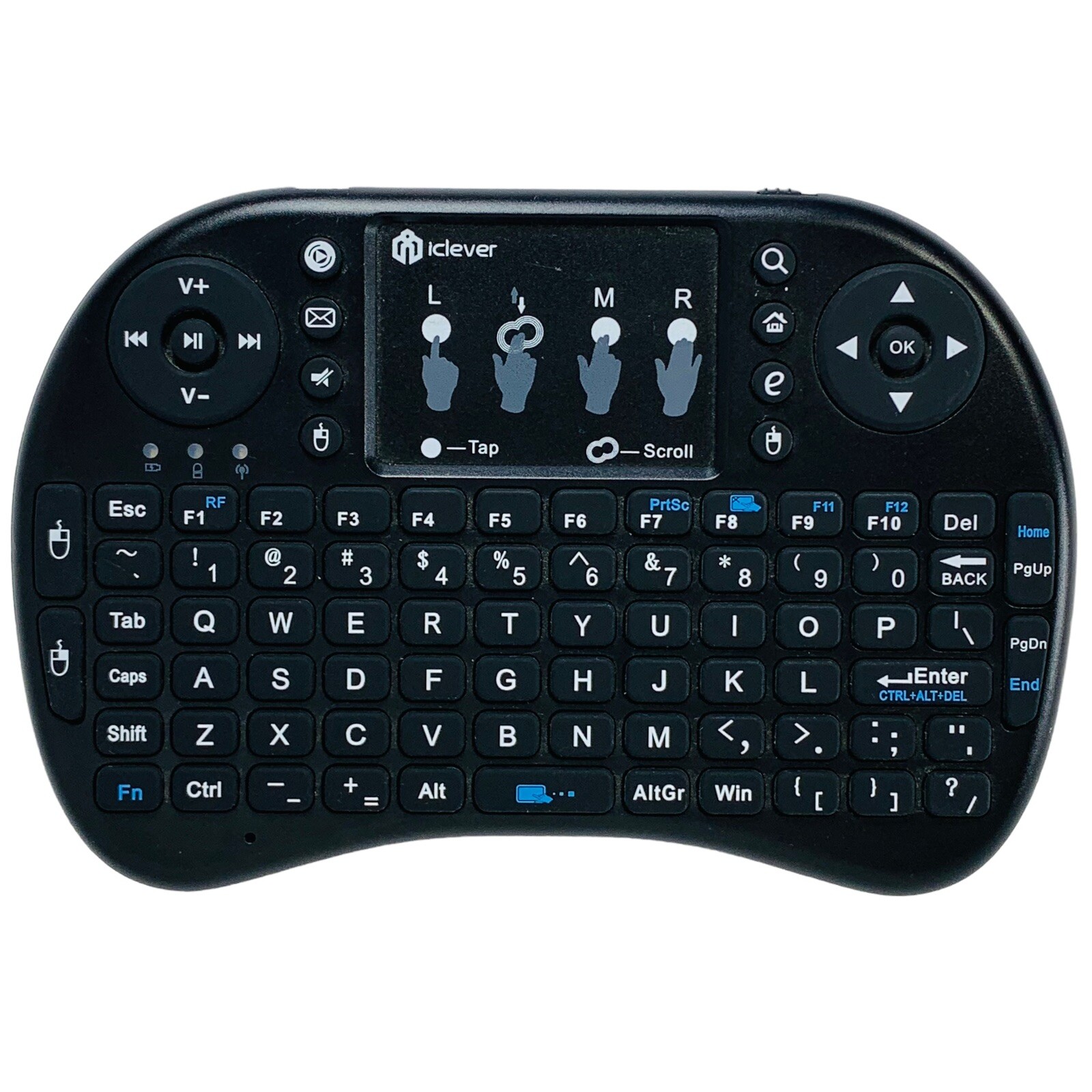 iClever 2.4GHz Mini Wireless Black Keyboard KeyPad with Mouse Touchpad w/ Dongle