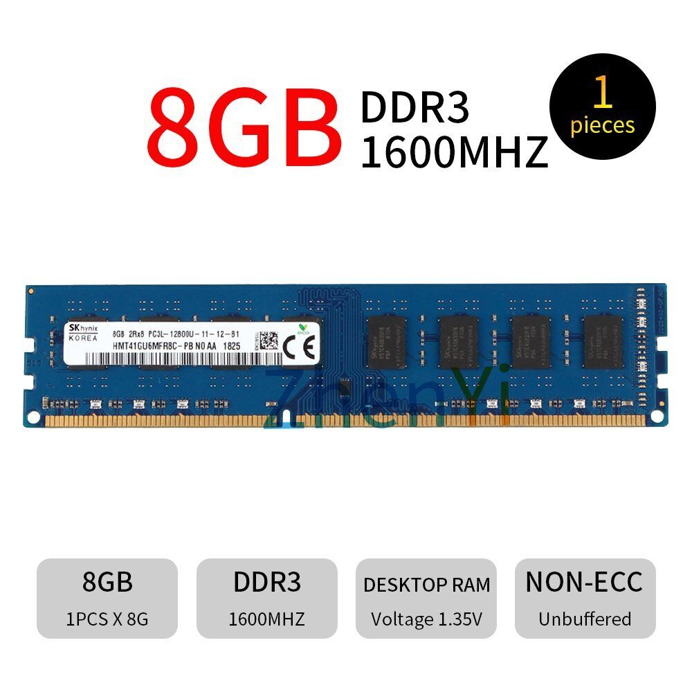 SKHynix 32GB 16GB 8GB DDR3L 1600MHz PC3L-12800U 2Rx8 1.35V Desktop Memory LOT AB