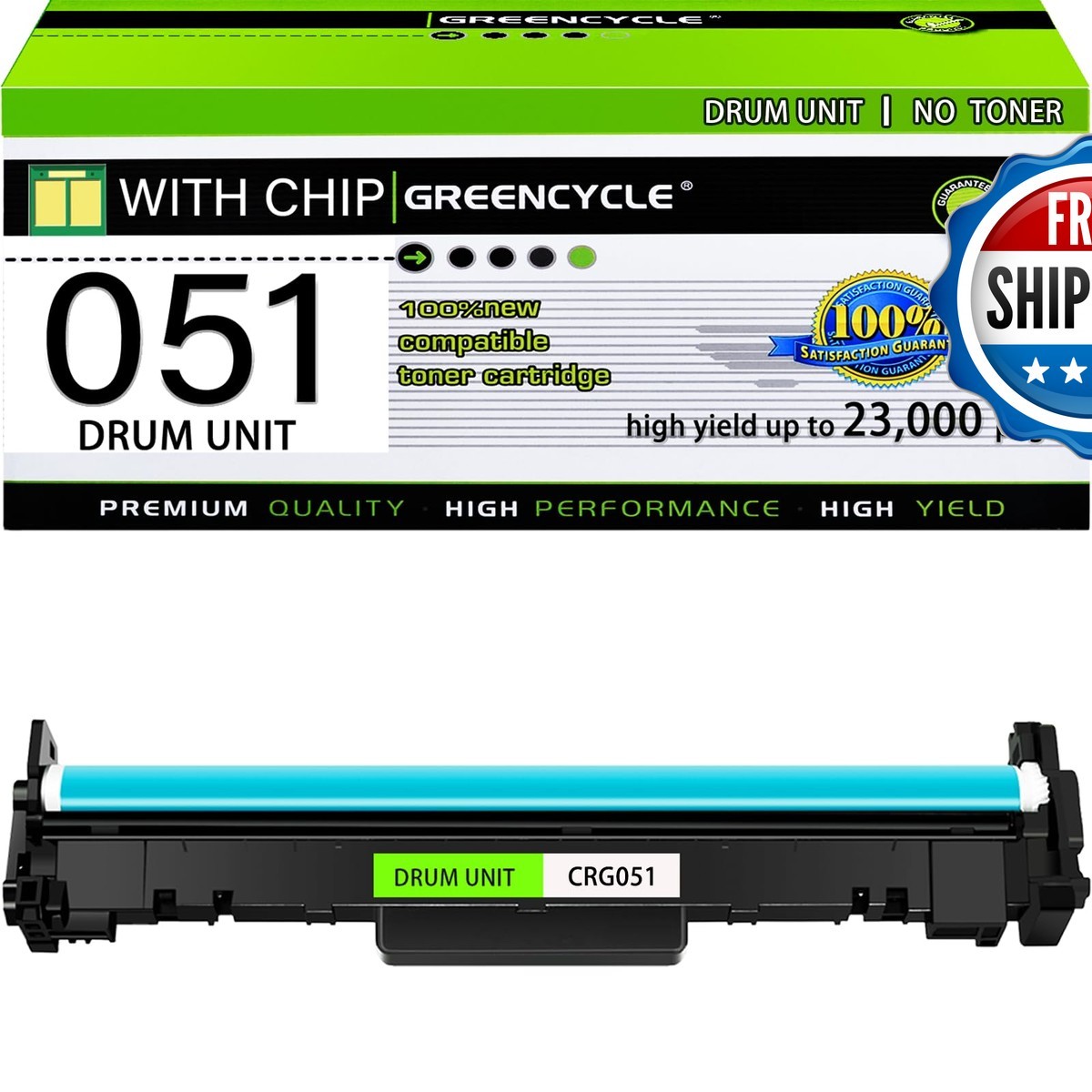Greencycle 051 CRG051 1PK Compatible Replacement Canon 051 Drum Cartridge