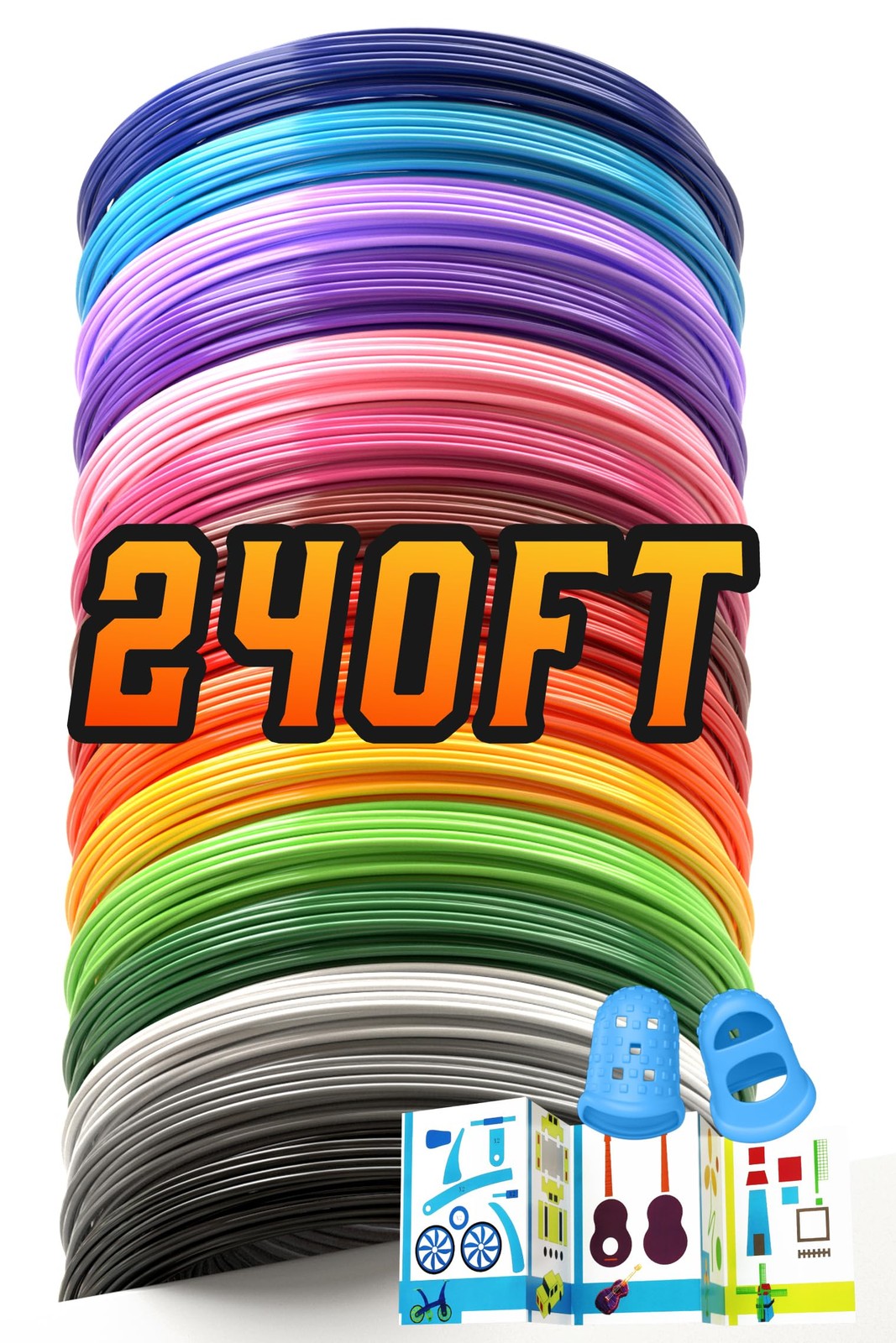 1.75mm 3D Pen Filament Refills Compatible with SCRIB3D 240 ft, 15 Colors