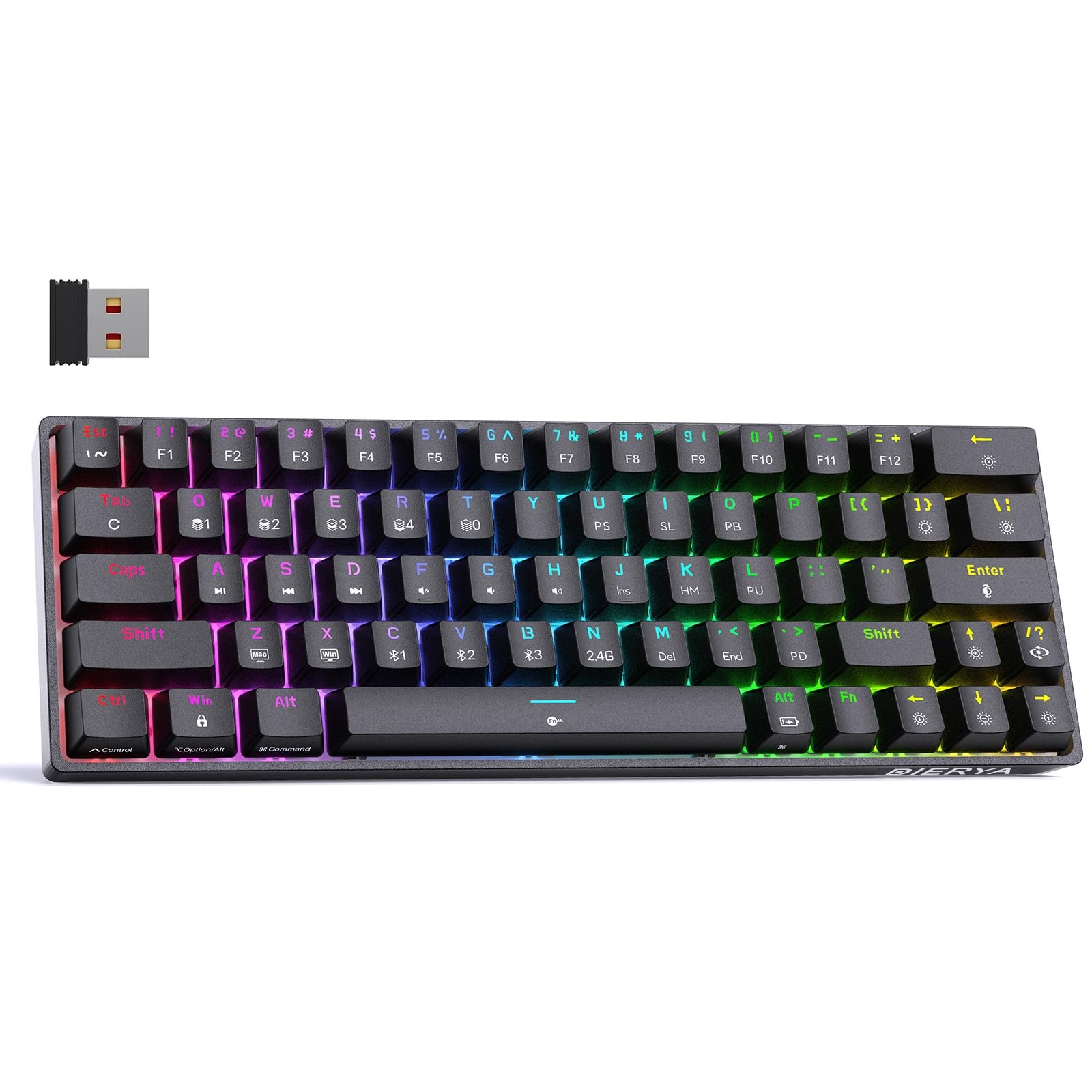 DK63 60% Wireless Mechanical Gaming Keyboard | Bluetooth/2.4G/Wired | RGB Bac...