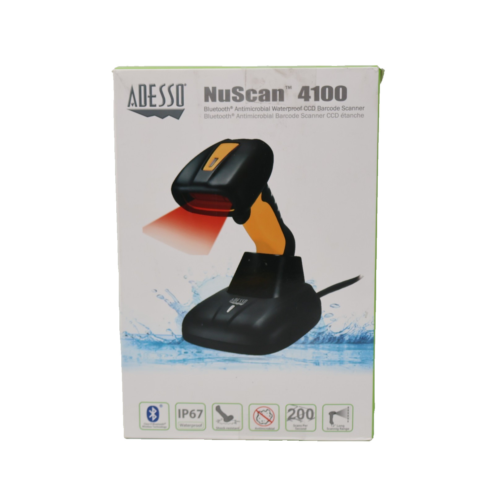 Adesso Bluetooth CCD 1D Handheld Barcode Scanner Black/Yellow NUSCAN 4100B