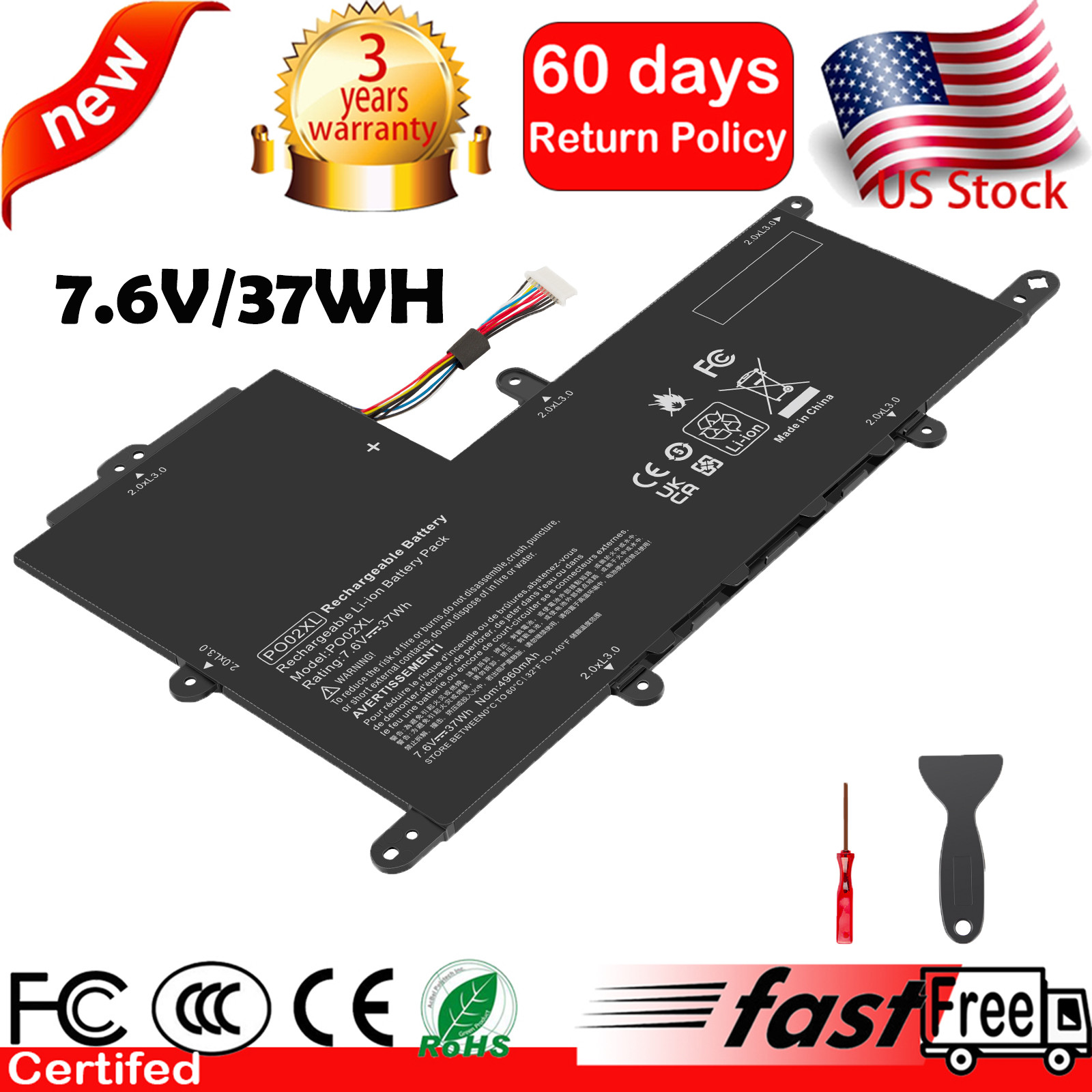 PO02XL Battery for HP Stream 11-R 11-R015WN 11-Y 11-Y020WM 11-Y010WM 823908-1C1