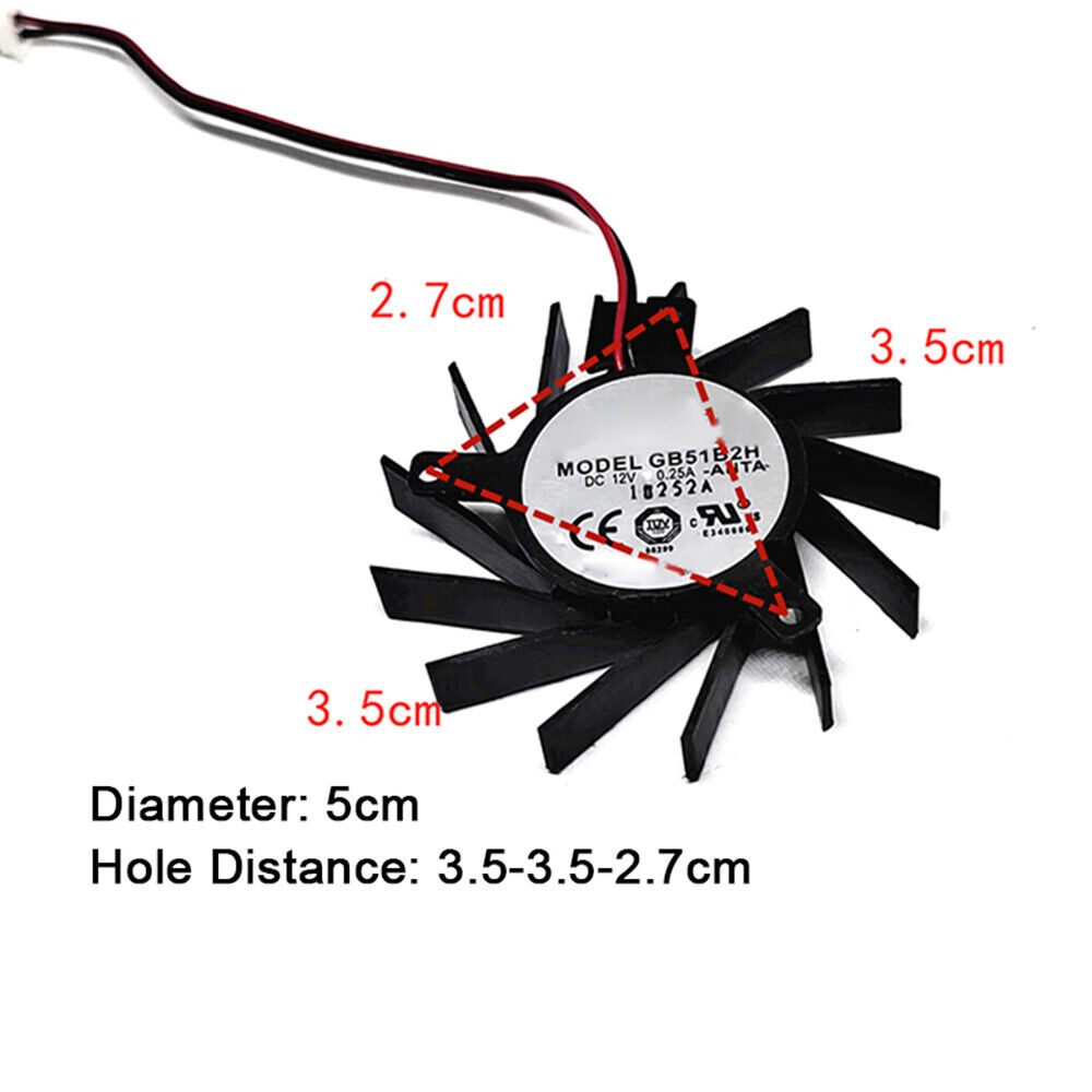 Qty:1pc For GB51B2H Graphics Card Double Ball Fan 5CM 3.5*3.5*2.7CM