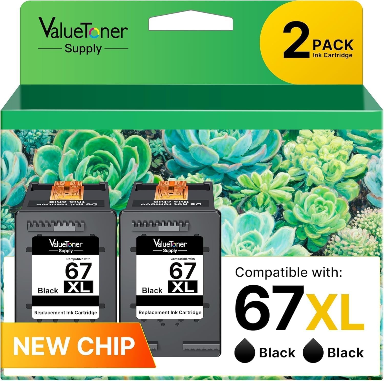 67XL 67 Ink (2 Black) for HP Ink 67 XL High Yield for HP 67XL Black Ink Cartr...