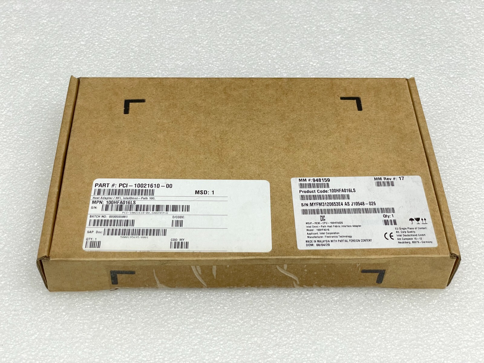 INTEL OPA Host Fabric Interface Single-Port PCIe x16 Adapter 100HFA016LS 948159