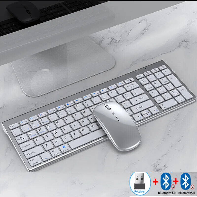 Jomaa Slim Rechargeable Bluetooth Keyboard and Mouse Set for Laptop 2.4G USB