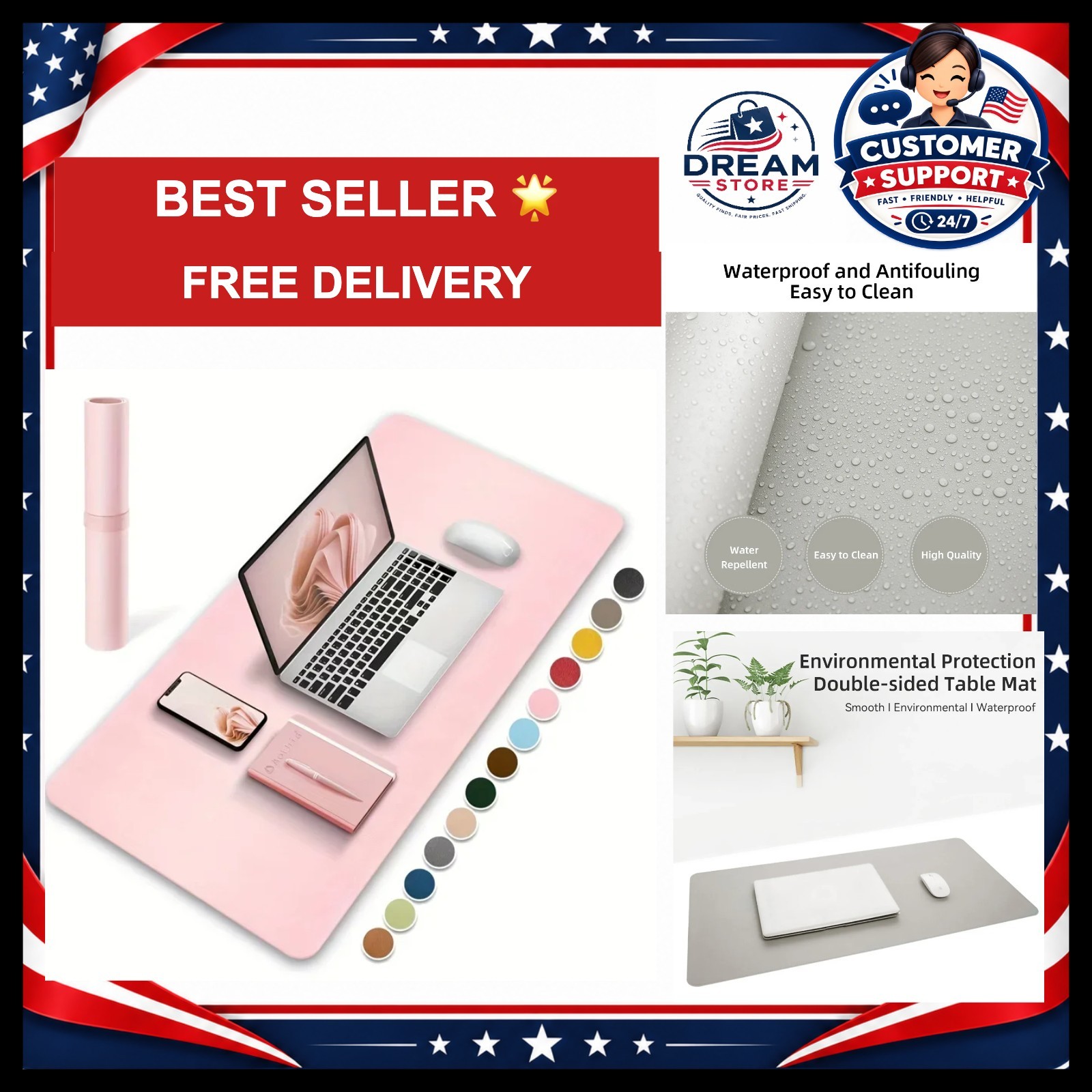 1 Pcs Large Size 600*300mm Office Desk Protector Mat PU Leather Waterproof Mouse
