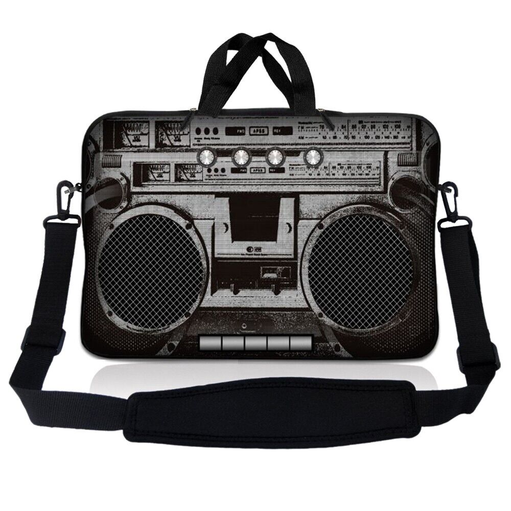 10 Inch Tablet Laptop Sleeve Bag Carry Case Pouch w/ Shoulder Strap 80s Boombox