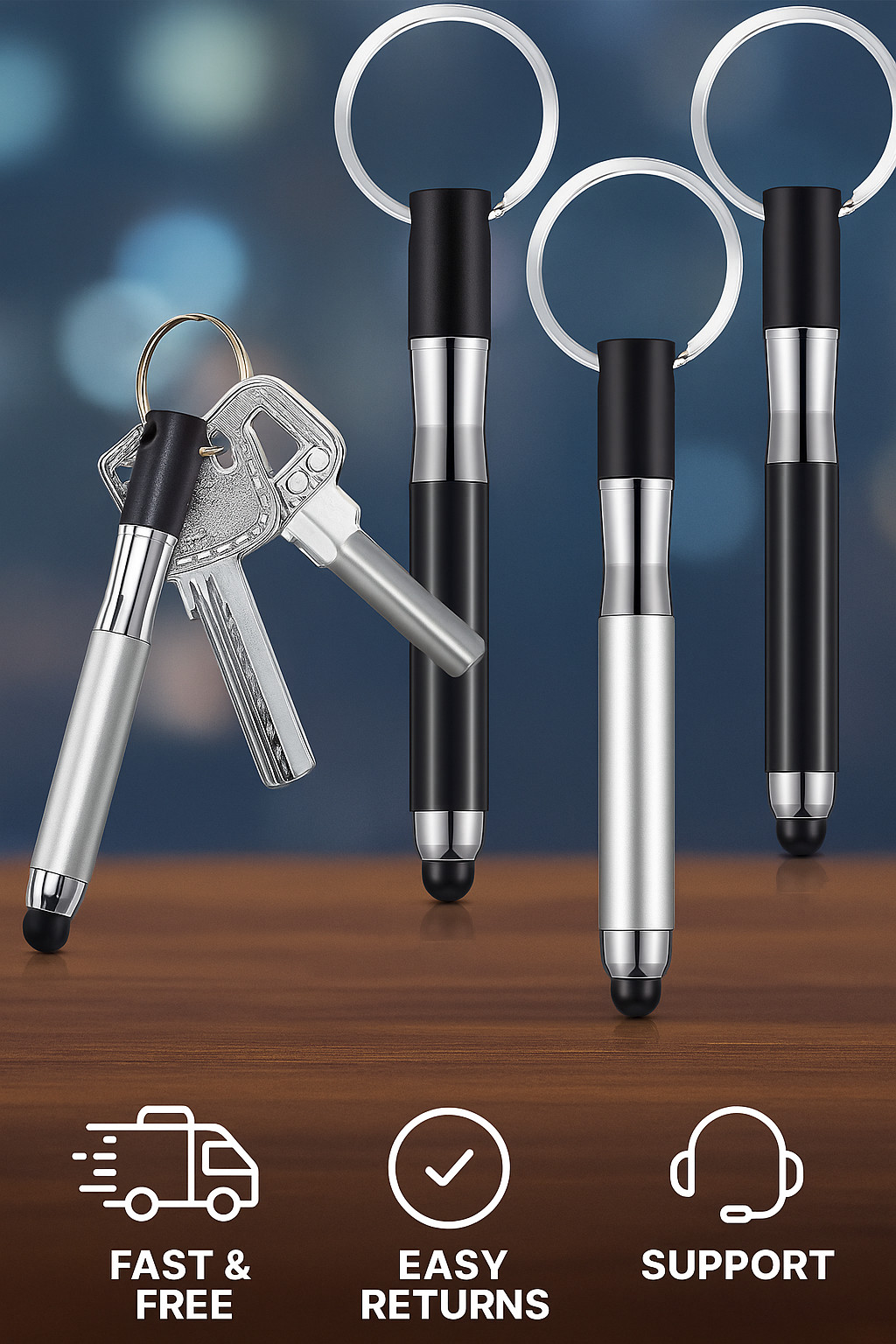Outus 4 Pack Mini Stylus Pen 3-in-1 Keychain Capacitive Pen for Phone Tablet