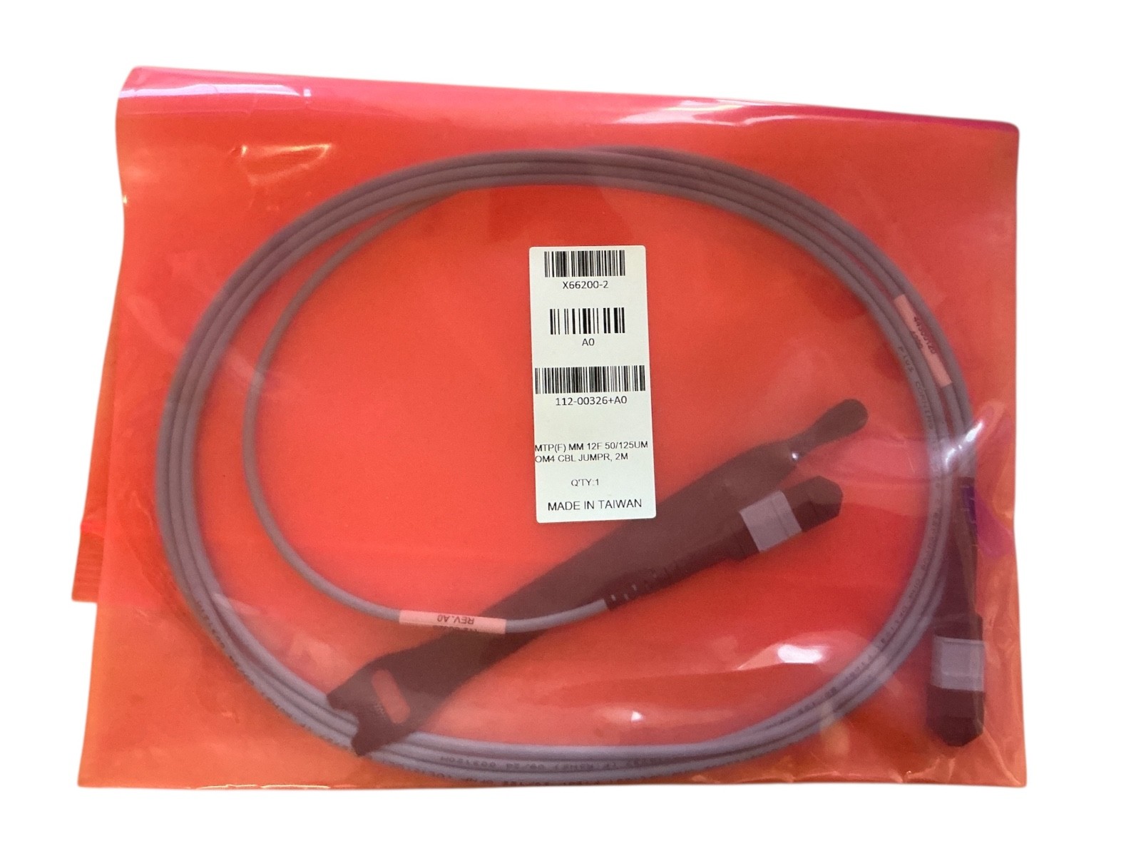 NetApp X66200-2 MPO/MTP Fiber Optic Cable OM4 12F 50/125µm 2m – New