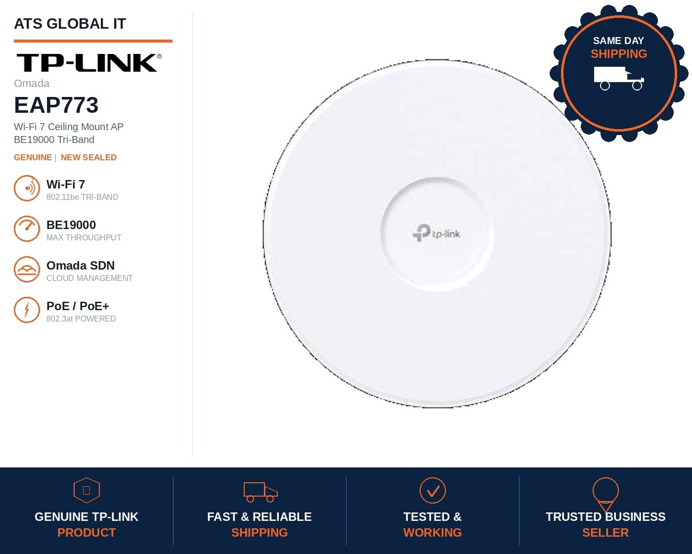 TP-Link EAP773 — Wi-Fi 7 Ceiling Mount Access Point