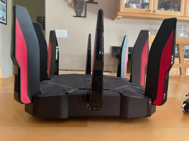 TP-LINK Archer AX11000 Tri-Band Wi-Fi 6 Gaming Router - Black/Red - gently used