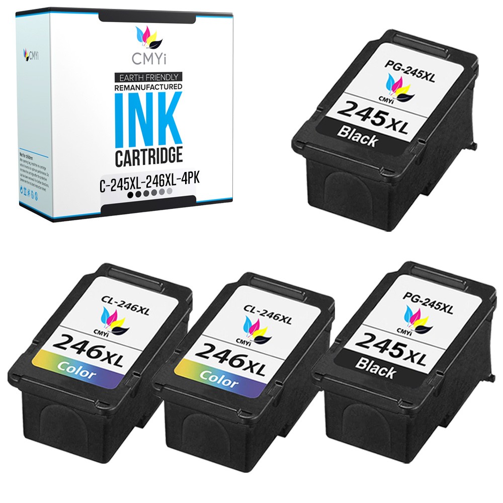 CMYi 4X Compatible Canon Printer Ink 245XL and 246XL 4PK for PIXMA TS3322 TS3350